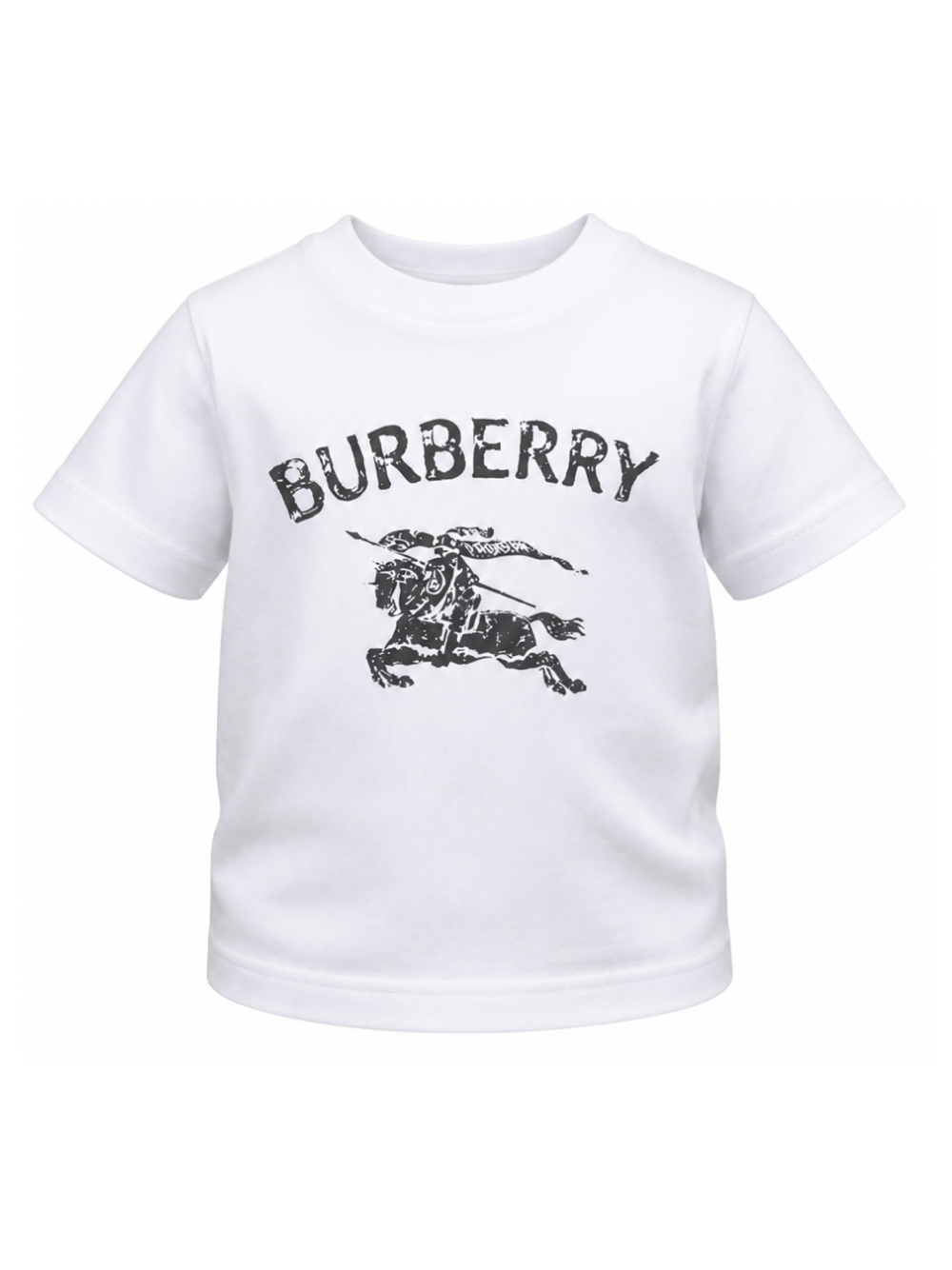 T-shirt per neonato Burberry Kids bianca con stampa Equestrian Knight 8121209 A1464 BURBERRY KIDS