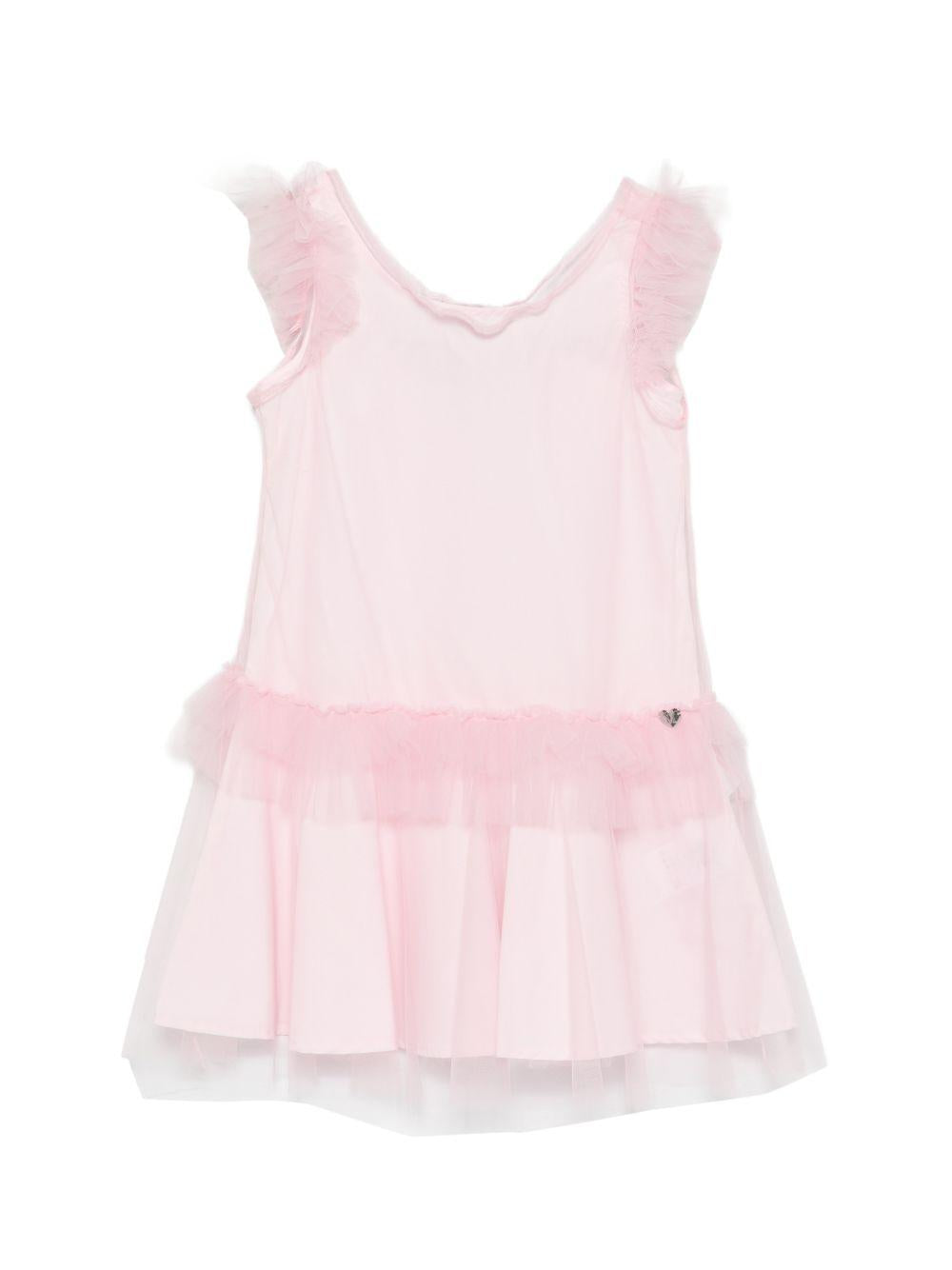 Abito per bambina Monnalisa rosa con dettagli con ruches 17G907 T9945 0090 MONNALISA KIDS