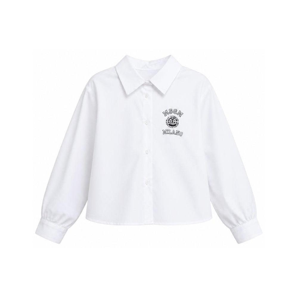 Camicia per bambina MSGM Kids bianca con colletto classico S6MSJGSI026 001 MSGM KIDS