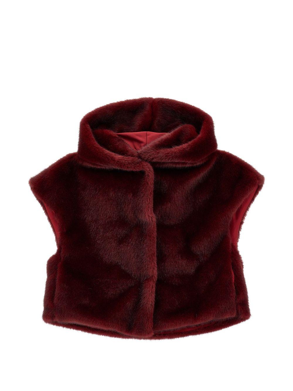 Gilet per bambina Monnalisa Kids rosso con design in pelliccia sintetica 17H105 8034 0069 MONNALISA KIDS