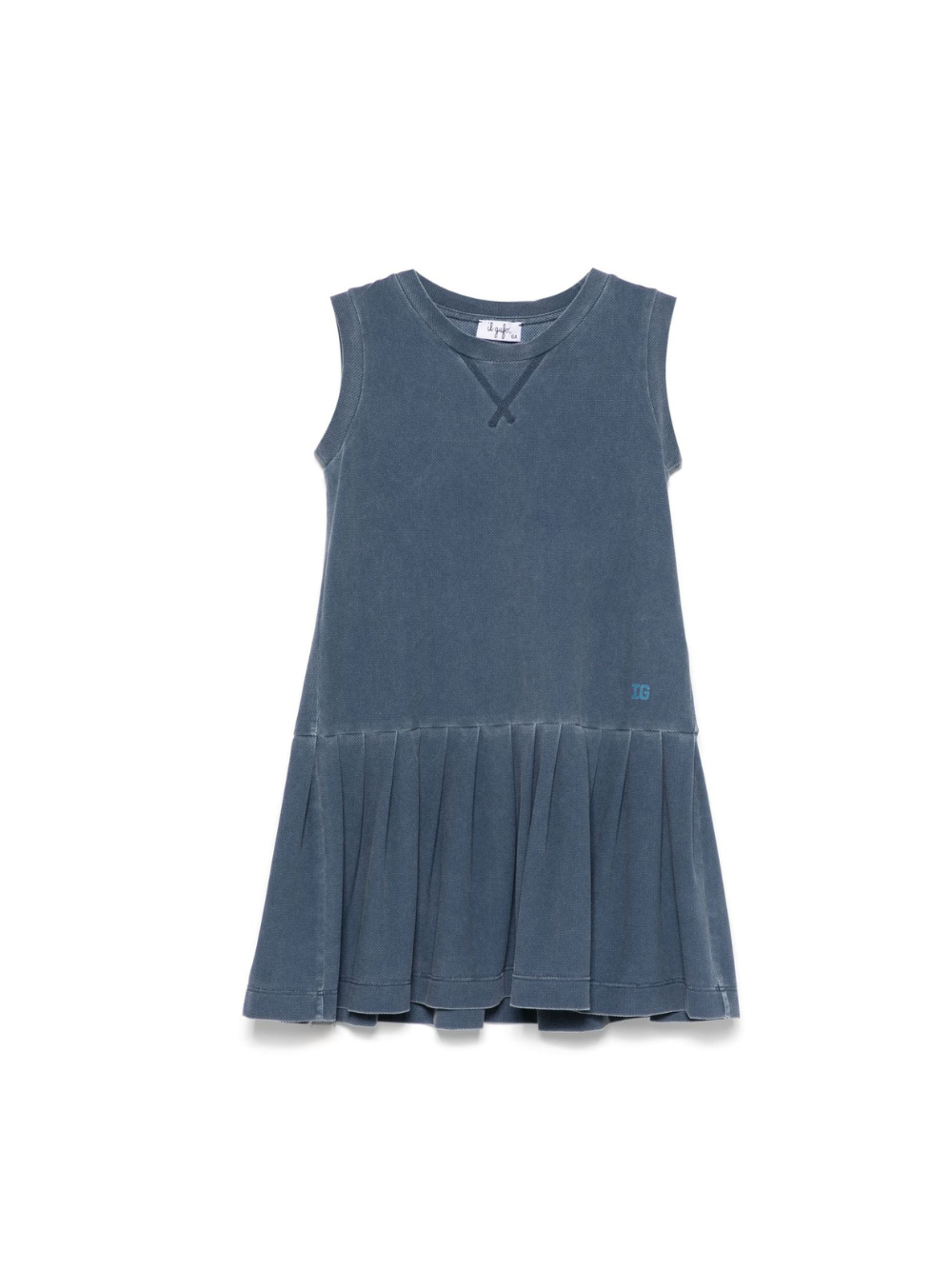 Abito per bambina Il Gufo blu con gonna svasata e stampa con logo laterale P25VA333N0107 497 IL GUFO