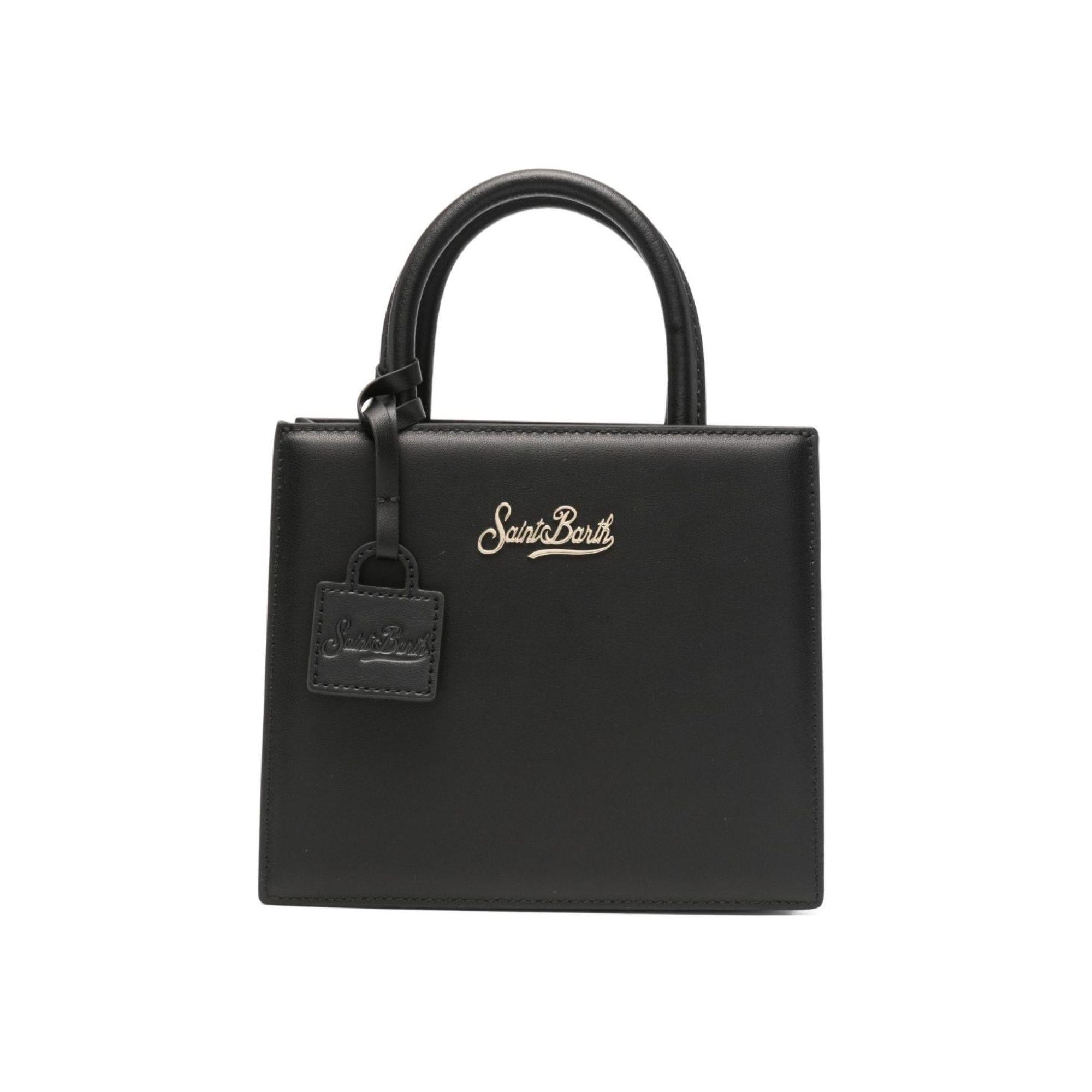 Borsa Shop mini MC2 Saint Barth nera con targhetta logo metallica sul fronte SHBM0002 01721L MC2 ST. BARTH KIDS