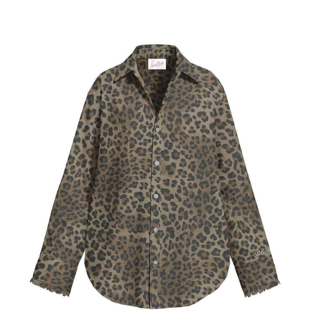 Camicia per donna MC2 Saint Barth animalier con stampa grafica leopardata CYS0001 07842L MC2 ST. BARTH