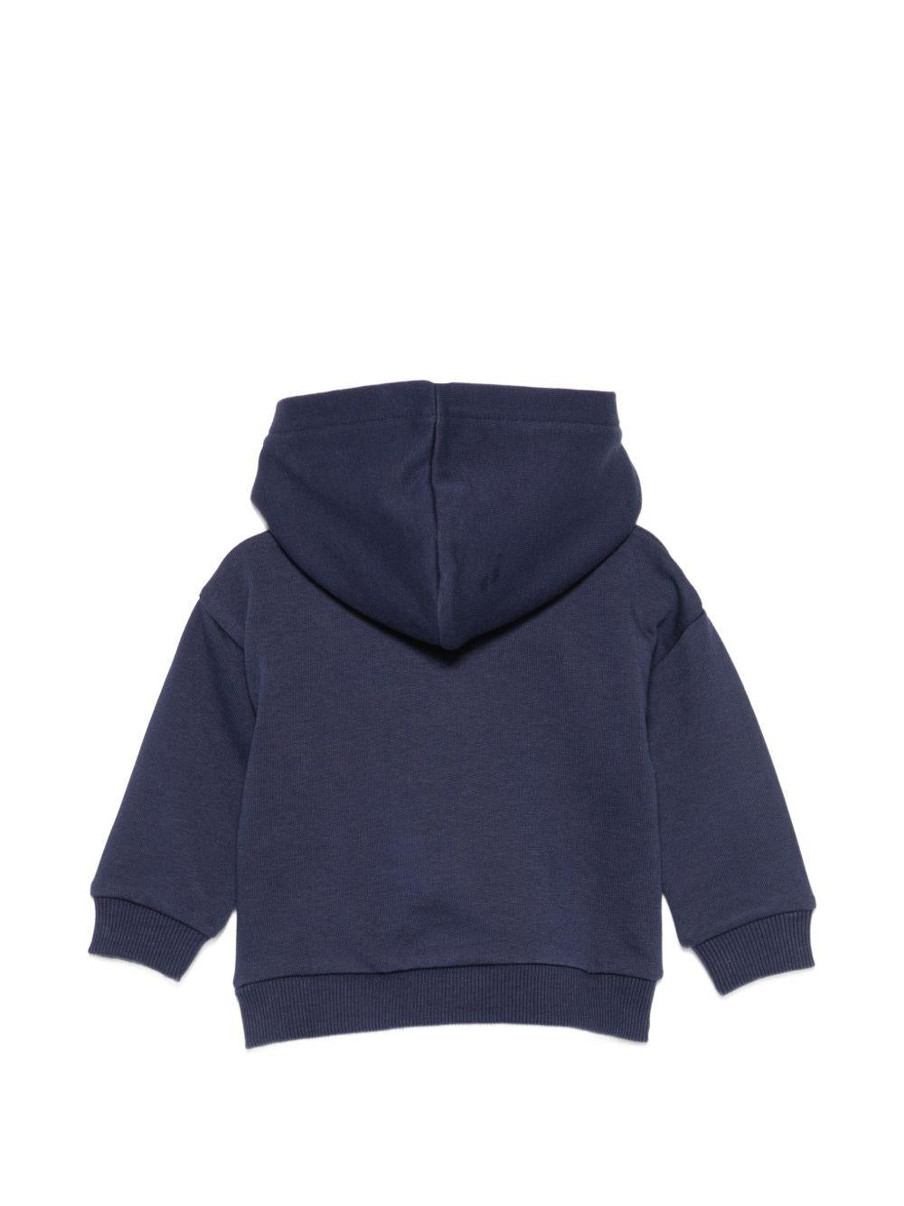 Felpa per neonato Moschino Kids blu con stampa grafica MMF05ZLCA92 40016 MOSCHINO KIDS