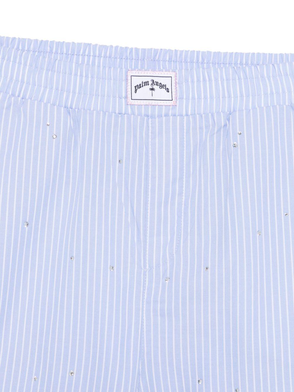 Pantaloni con strass per bambina Palm Angels Kids azzurro con motivo gessato PGCA021S25FAB001 4201 PALM ANGELS KIDS