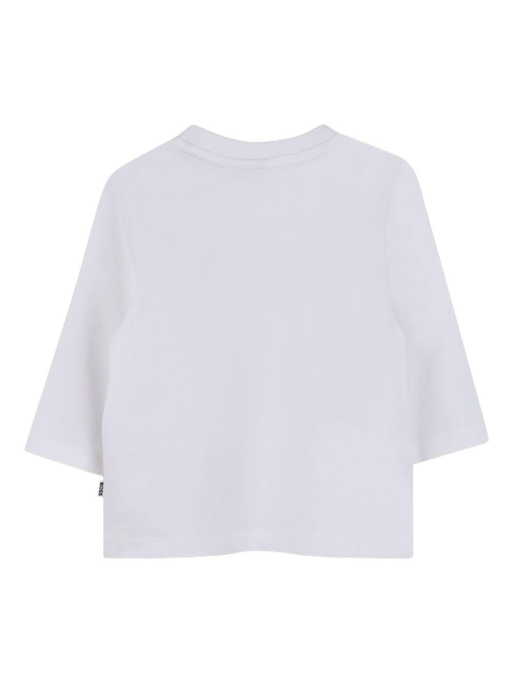 T-shirt per neonato Boss Kids bianco con stampa logo sul davanti J52715 10P BOSS KIDS