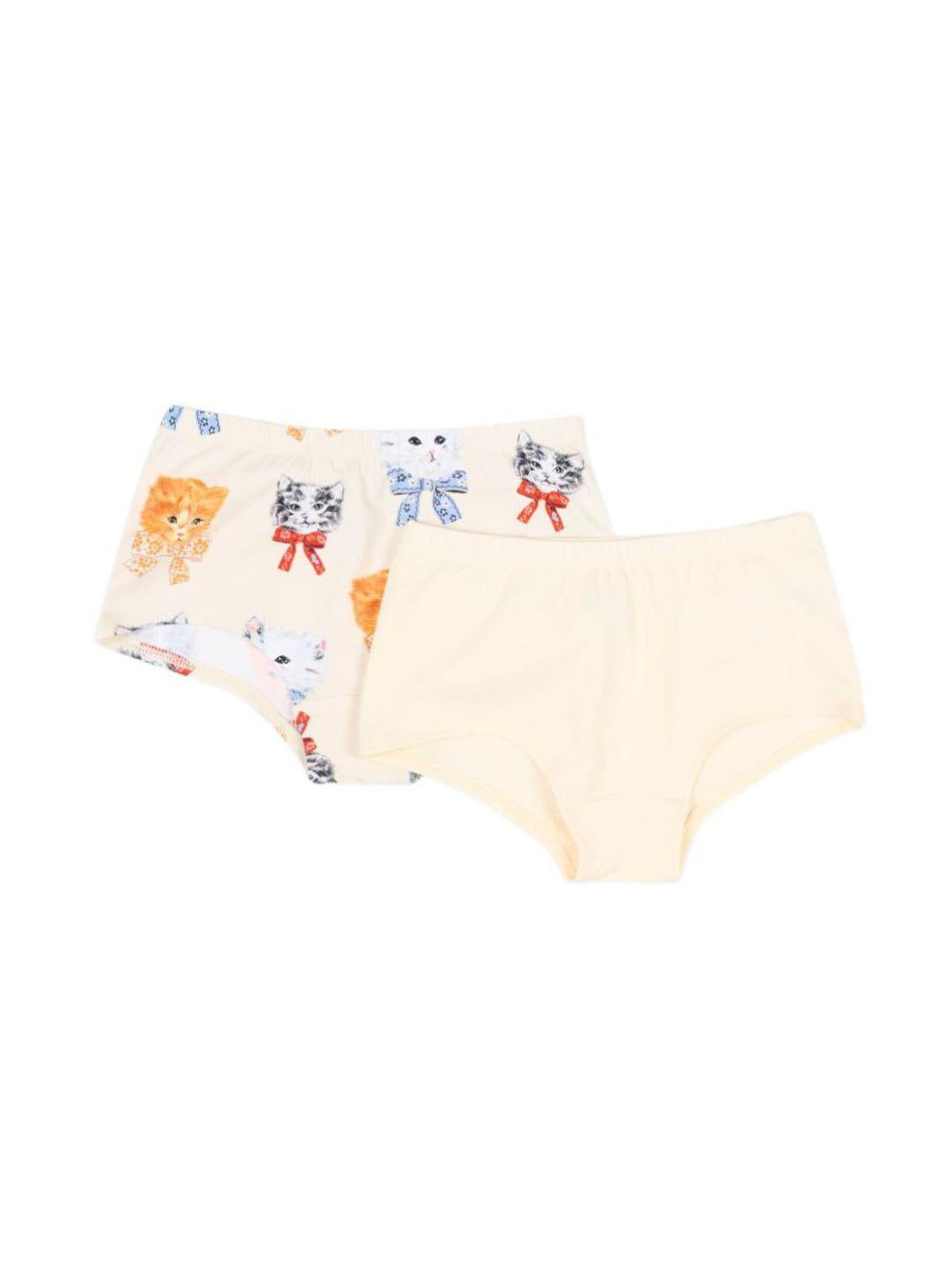 Set di due slip per bambina Molo Kids beige con stampa gatti 2W26Q601 5848 MOLO KIDS