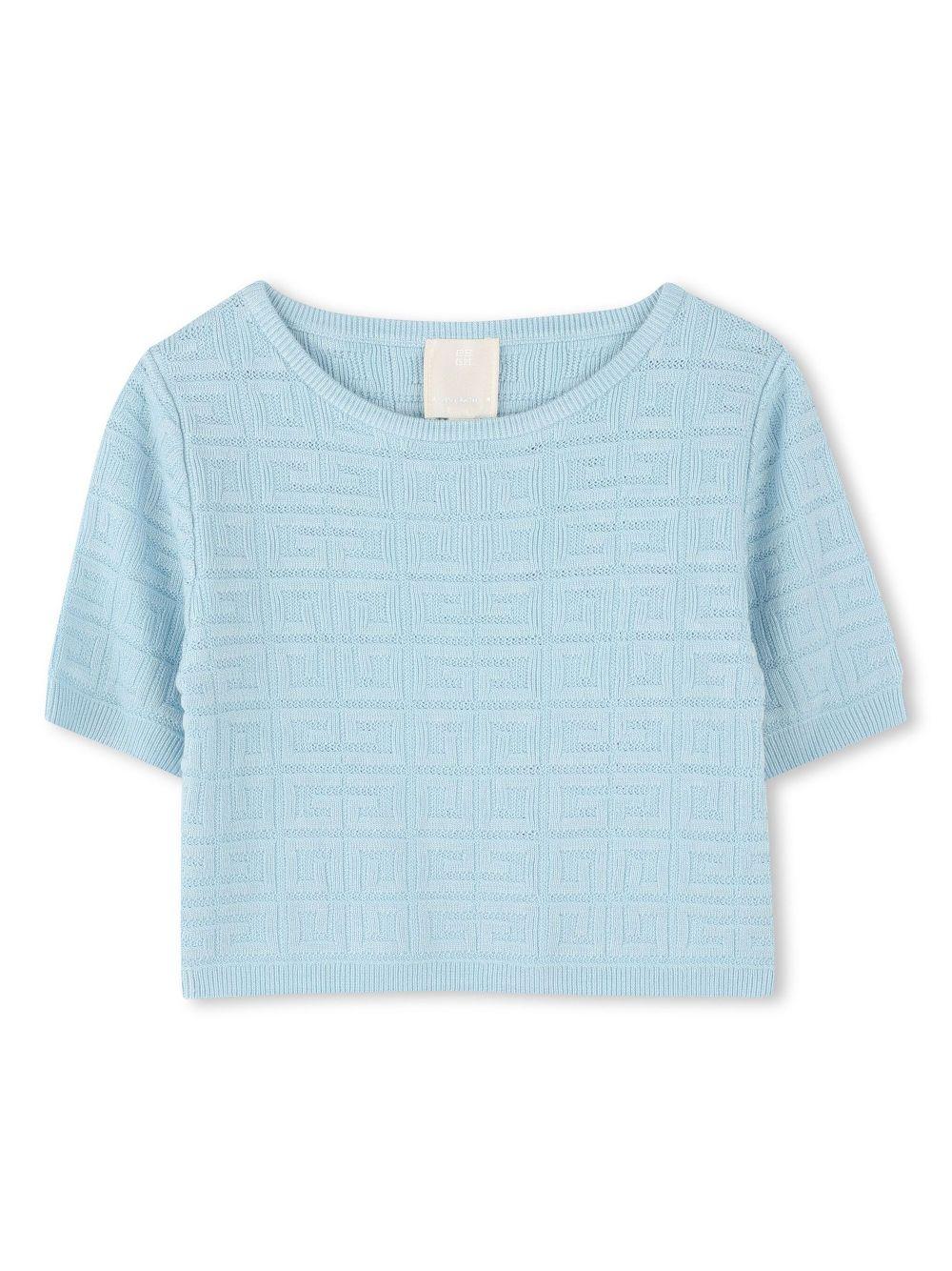 Maglione con motivo 4G jacquard per bambina Givenchy Kids azzurro con orlo dritto H30770 772 GIVENCHY KIDS