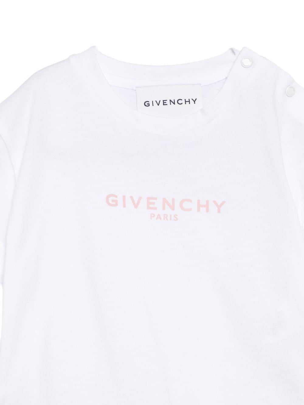 T-shirt per neonati Givenchy Kids bianca con logo sul davanti H31379 10P GIVENCHY KIDS