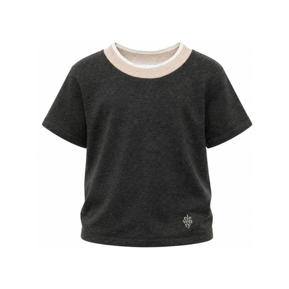 T-shirt per bambino Eleventy Kids grigia con girocollo a contrasto EZ8H11 Z3711 811 ELEVENTY KIDS