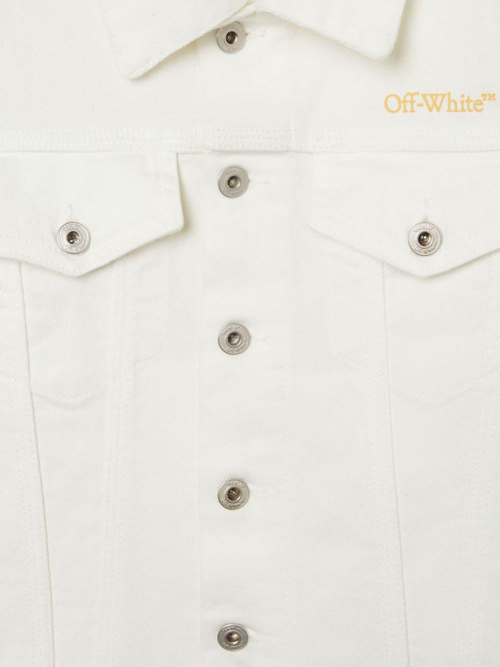 Giacca denim per bambina Off-White Kids Bookish Diag bianco con stampa sulle maniche OGYE002S25DEN001 0118 OFF WHITE KIDS