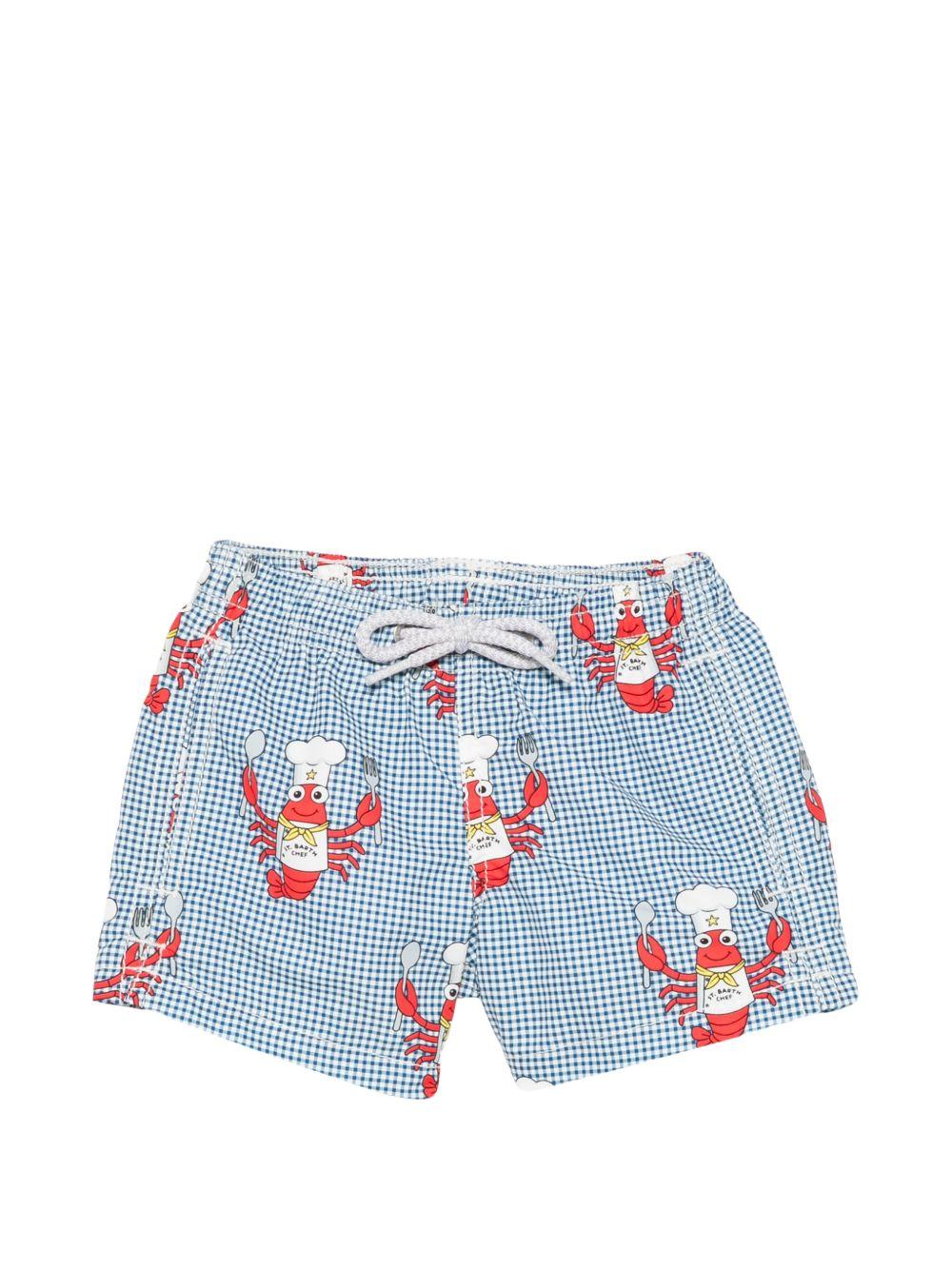 Costume da bagno per bambino MC2 Saint Barth Kids azzurro con stampa aragosta JEA0001 00073L MC2 ST. BARTH KIDS