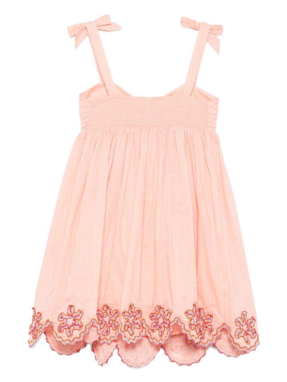 Abito per bambina ZIMMERMANN Kids pesca ricamato con orlo smerlato Cascadian Ric Rac 4009DS S255 ZIMMERMANN KIDS