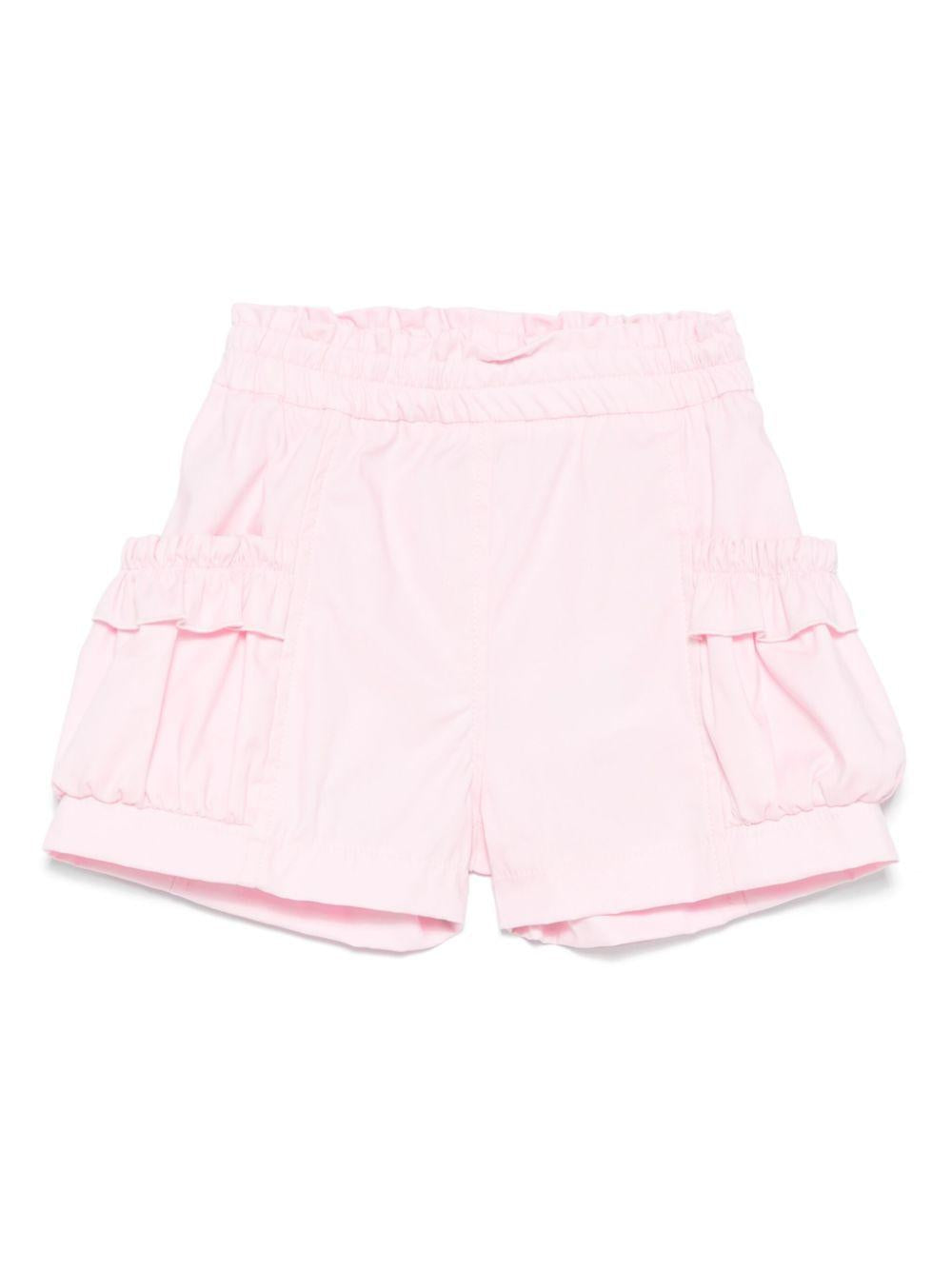 Shorts per neonata Monnalisa rosa con rifiniture ruches 37E403 5301 0090 MONNALISA