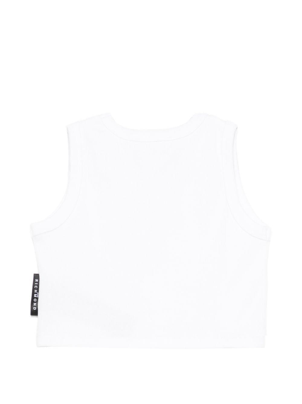 Top per bambina John Richmond Junior bianca con logo ricamato RGP26172CN WHITE JOHN RICHMOND JUNIOR