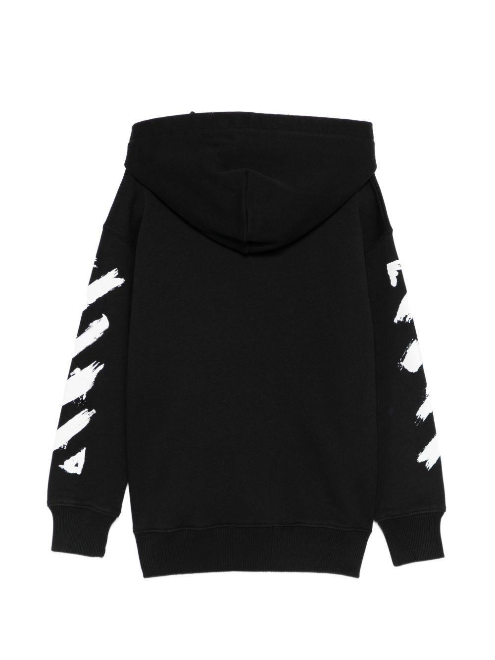 Felpa per bambino Off-White Kids nera con stampa strisce sulle maniche 44BBB001S26F005 001 OFF WHITE KIDS