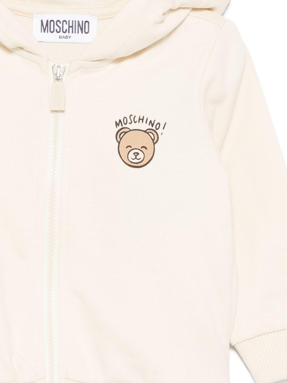 Felpa per neonati Moschino Kids beige con stampa Teddy Bear MUF067LCA19 20404 MOSCHINO KIDS