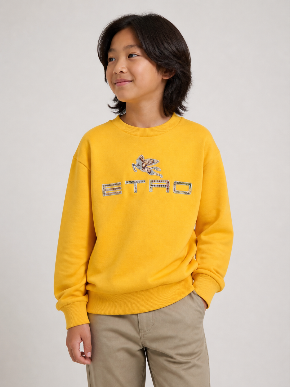 Felpa per bambino Etro Kids gialla con patch con logo GZ4P20 Z3183 216 ETRO KIDS