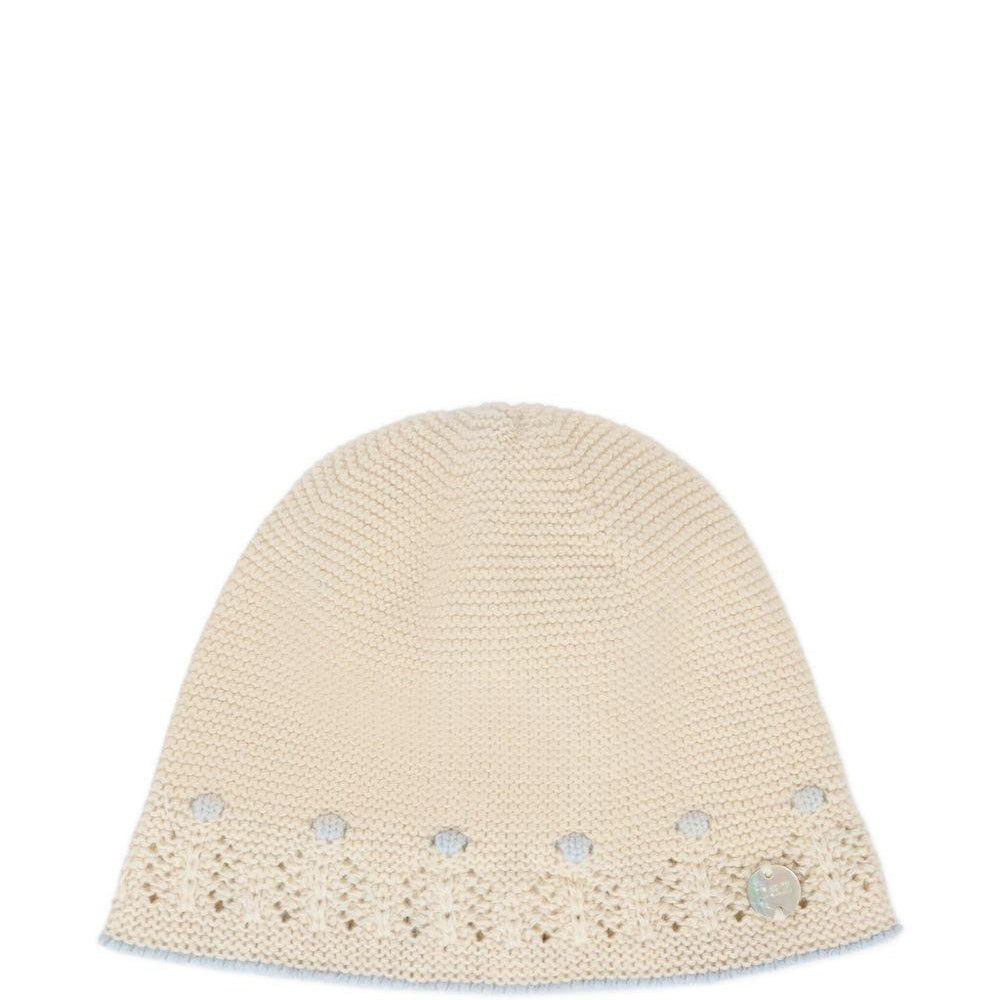 Berretto per neonati Paz Rodrìguez beige con lavorazione in rilievo 040-123090 7380 H94 PaZ RODRIGUEZ KIDS