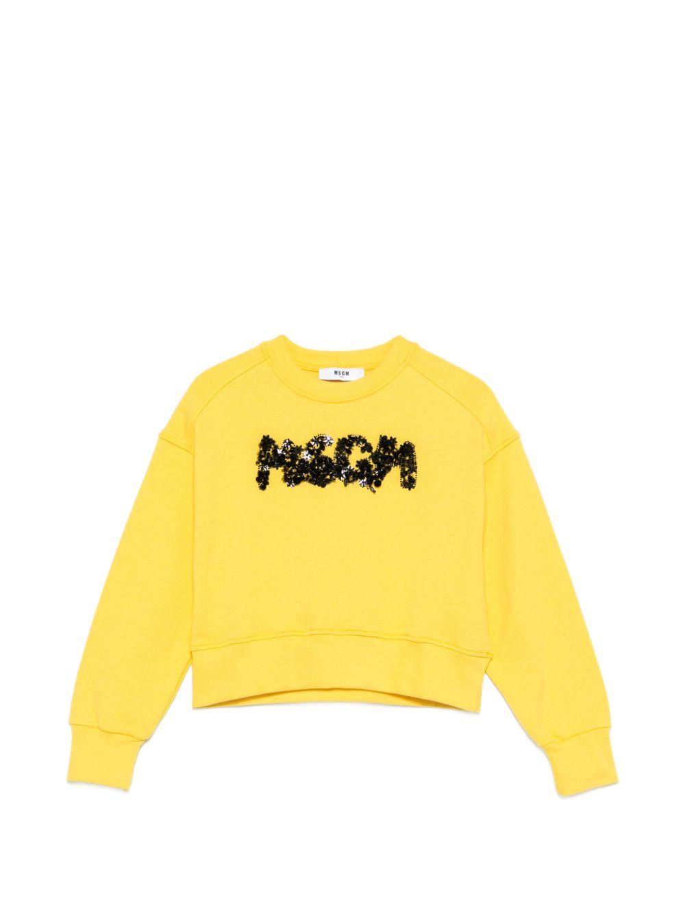 Felpa per bambina MSGM Kids gialla con applicazione logo S6MSJGSW088 MS009 MSGM KIDS
