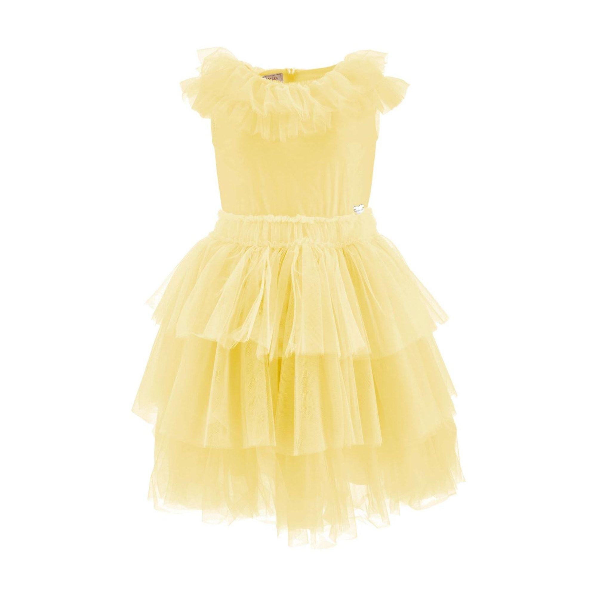 Abito per bambina Monnalisa giallo con gonna a balze 17G908NP T9945 0014 MONNALISA KIDS