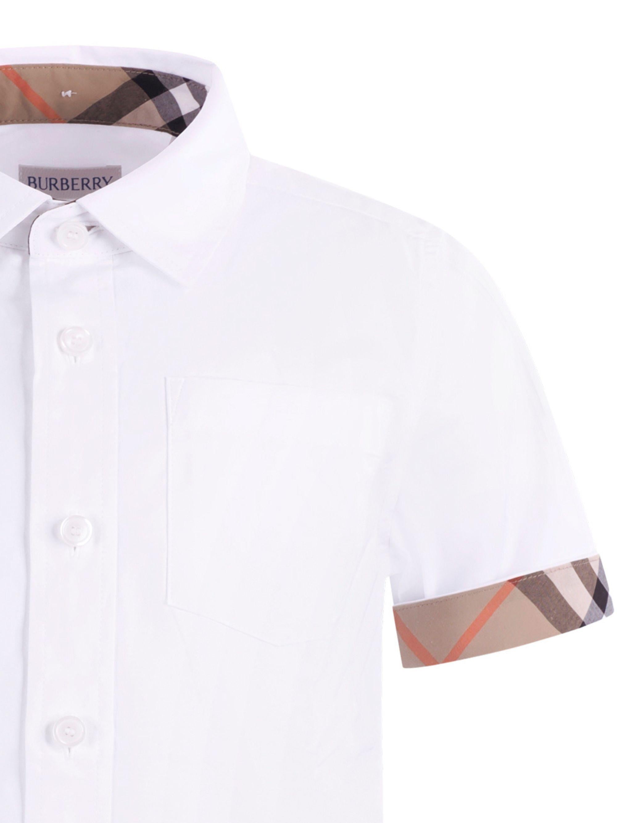 Polo per bambino Burberry Kids bianca con colletto a punta 8117167 A1464 BURBERRY KIDS