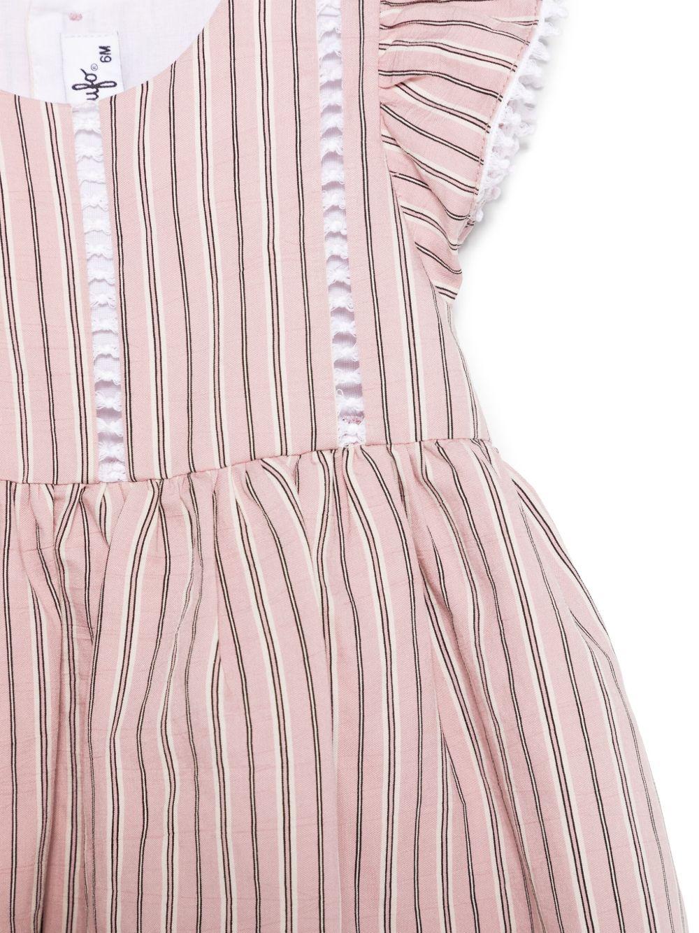 Abito per neonata Il Gufo rosa con motivo a righe verticali P25VM782R1000NB 333 IL GUFO