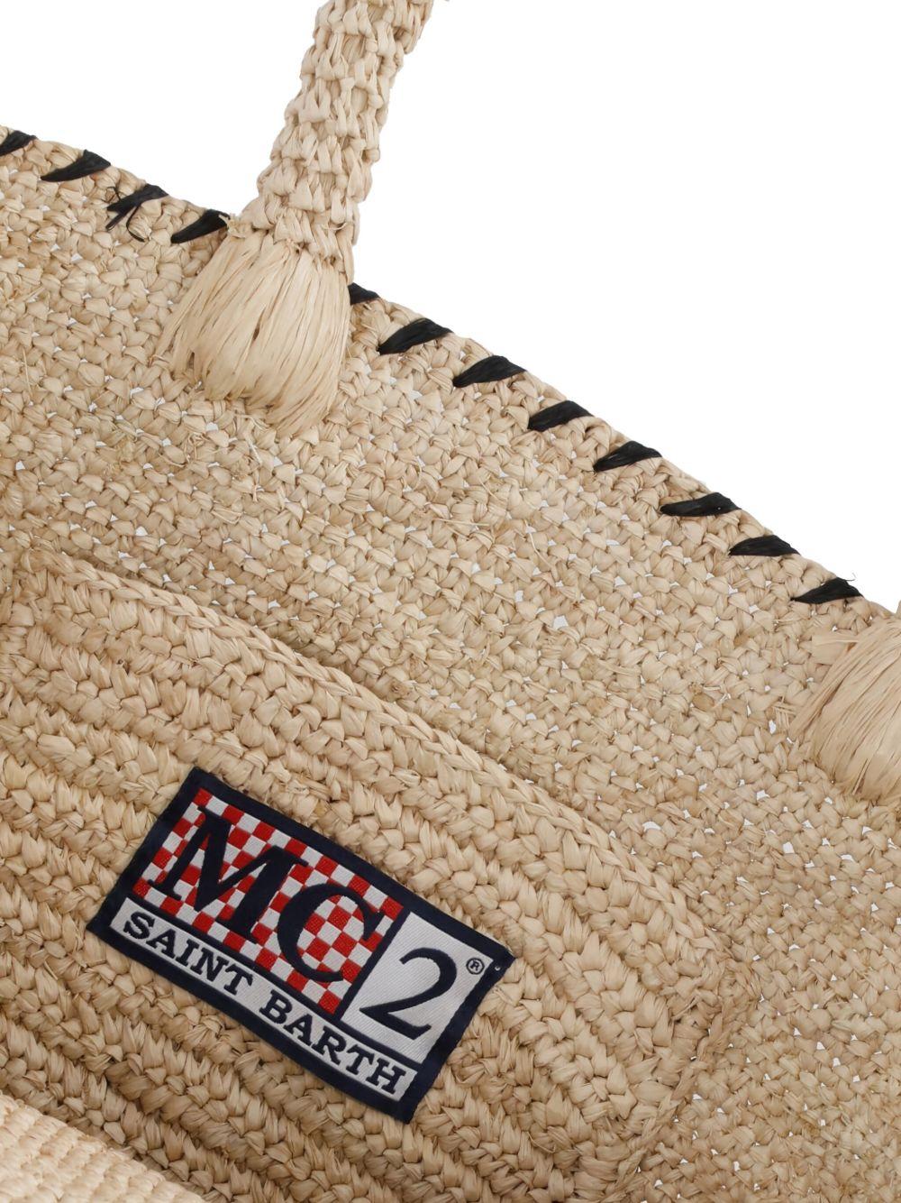 Borsa tote Vanity MC2 Saint Barth beige con logo ricamato sul davanti VANI013 09045L MC2 ST. BARTH KIDS