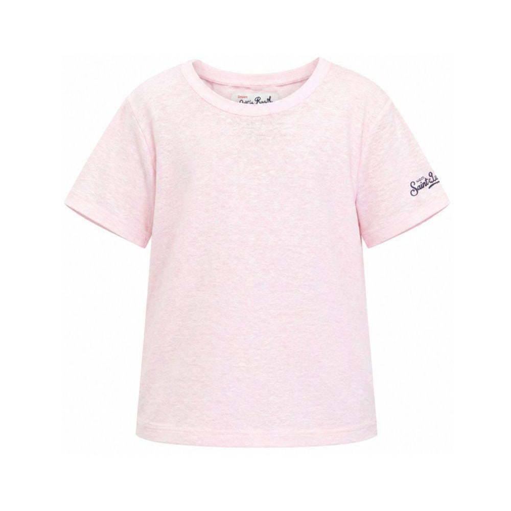 T-shirt per bambini MC2 Saint Barth Kids rosa con logo sulla manica ALE0002 00142L MC2 ST. BARTH KIDS