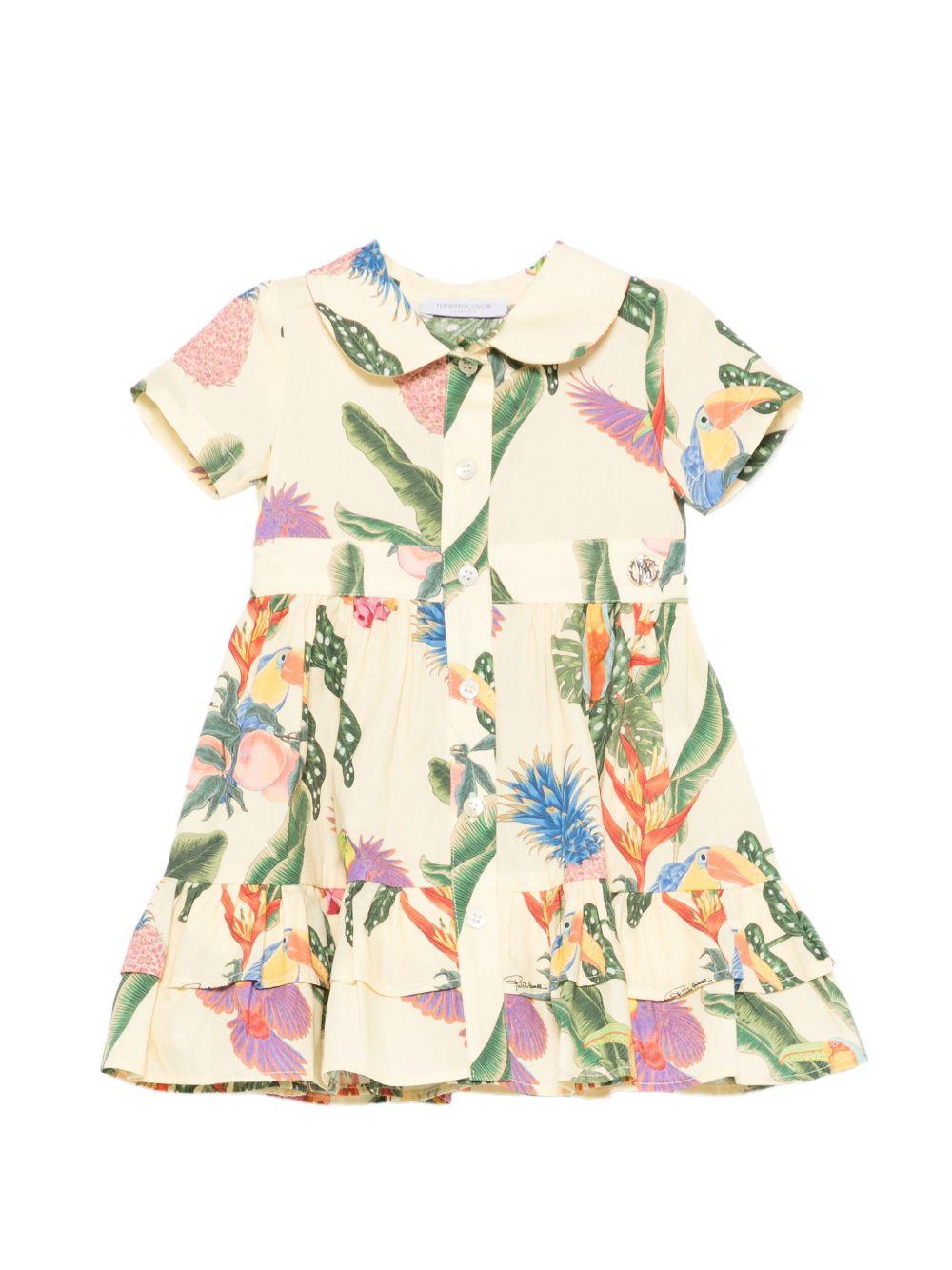 Abito per neonata Roberto Cavalli Kids giallo con stampa tropicale CIP26037VE TROP. YELL. ROBERTO CAVALLI KIDS