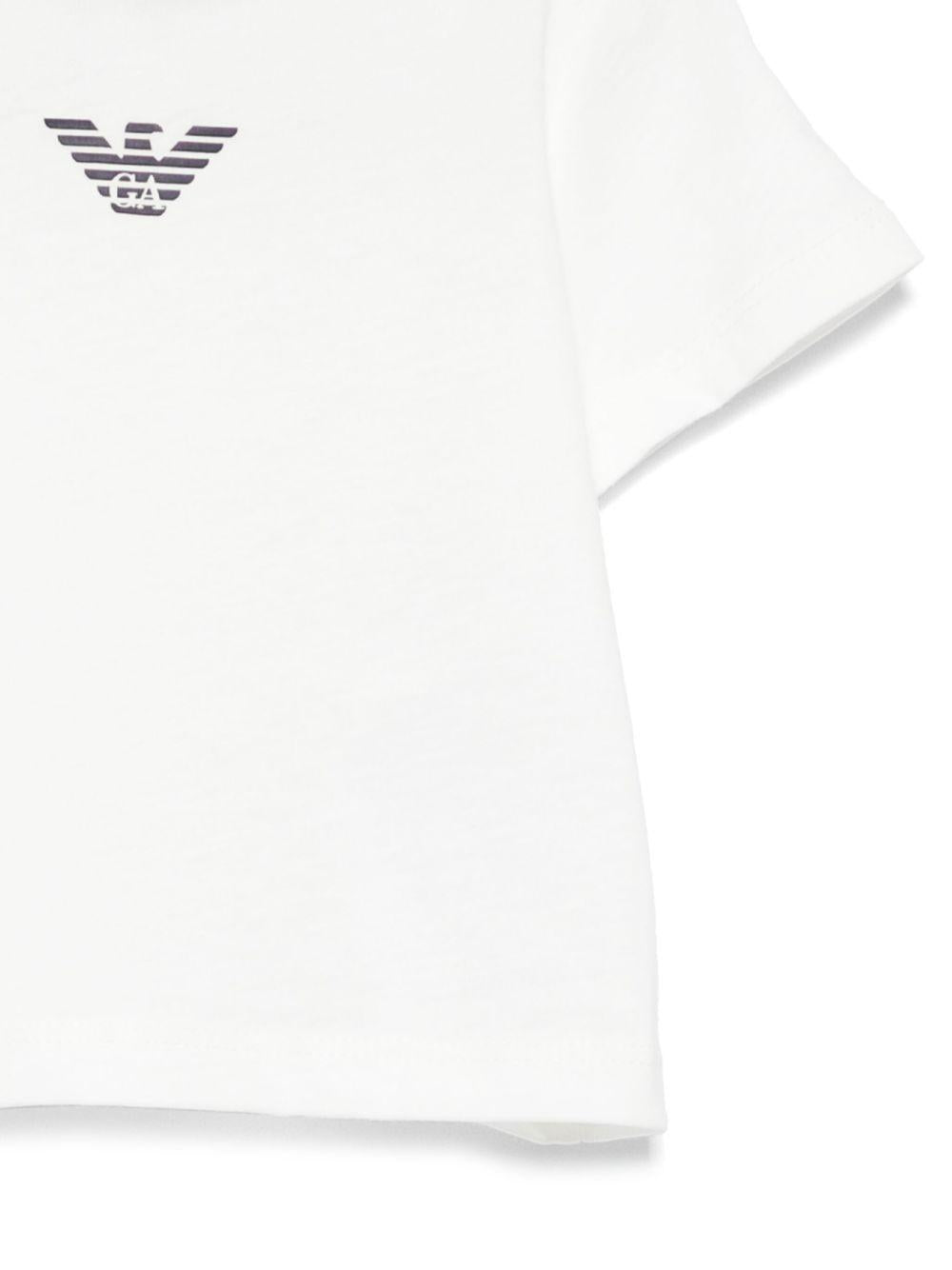 T-shirt per neonato Emporio Armani Kids bianca con logo aquila sul davanti EB000419 AF15013 M0134 EMPORIO ARMANI KIDS