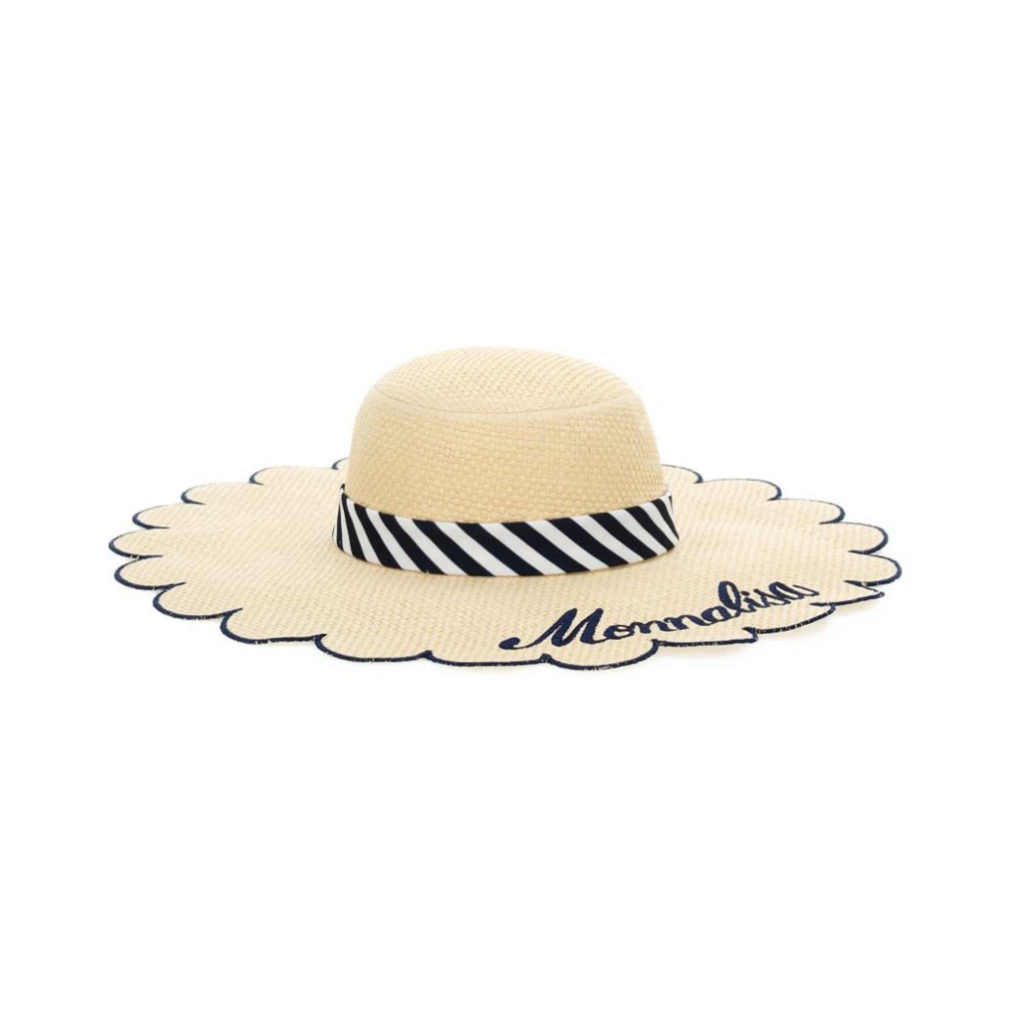 Cappello estivo per bambina Monnalisa beige a righe 19G016 7075 0356 MONNALISA KIDS