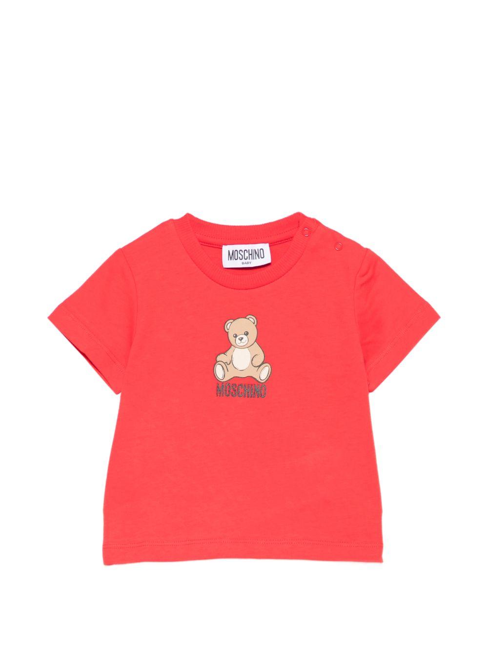 T-shirt per neonati Moschino Kids rossa con motivo Teddy Bear M9M047LAA10 50109 MOSCHINO KIDS