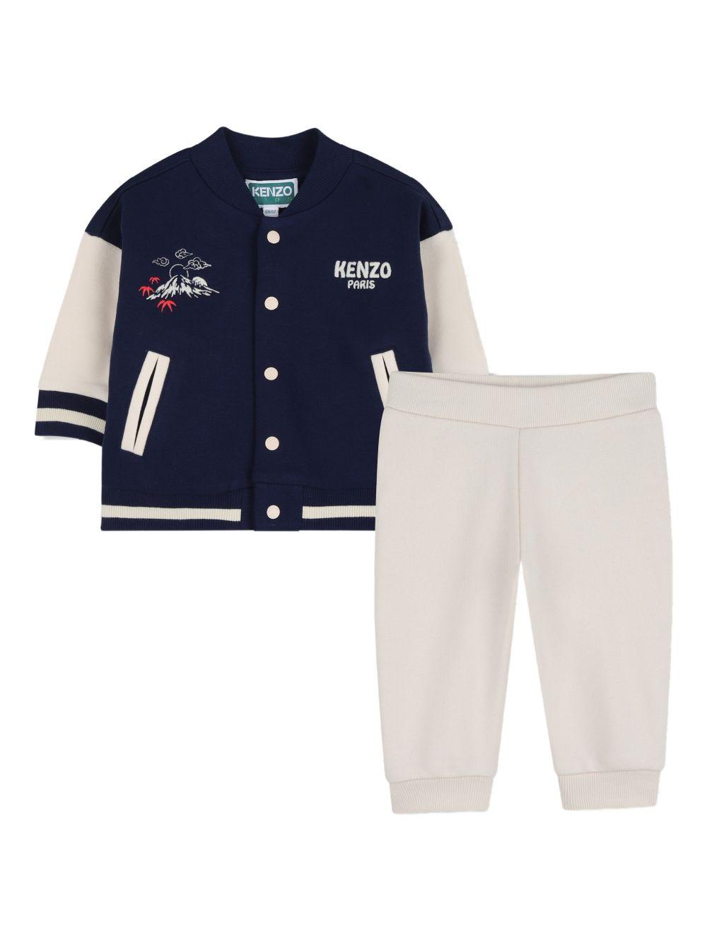 Set felpa e pantaloni per neonato Kenzo Kids blu e bianco con logo K61706 84N KENZO KIDS