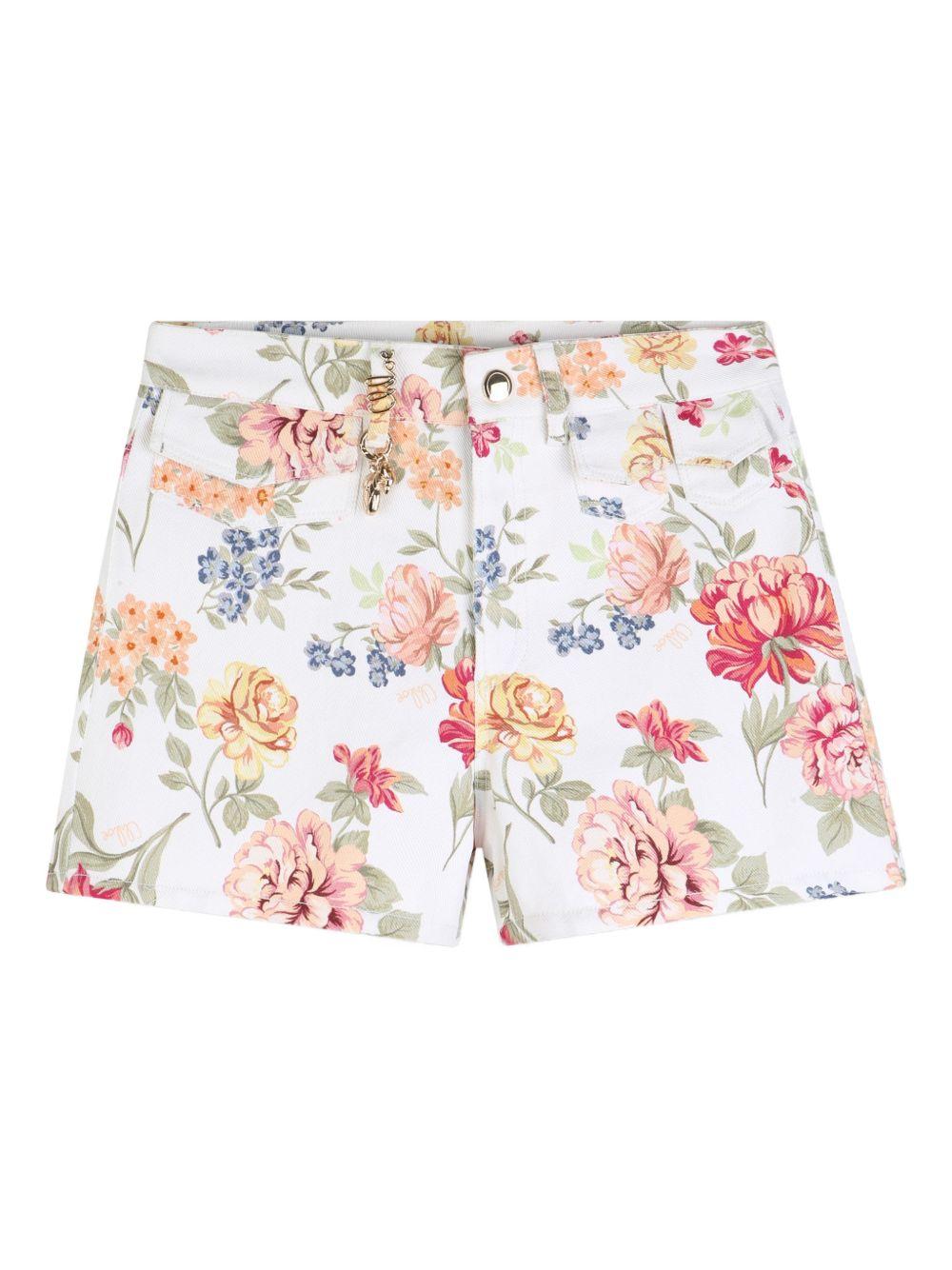 Shorts per bambina Chloé Kids bianchi con ciondolo a fiori C20849 S95 CHLOE' KIDS