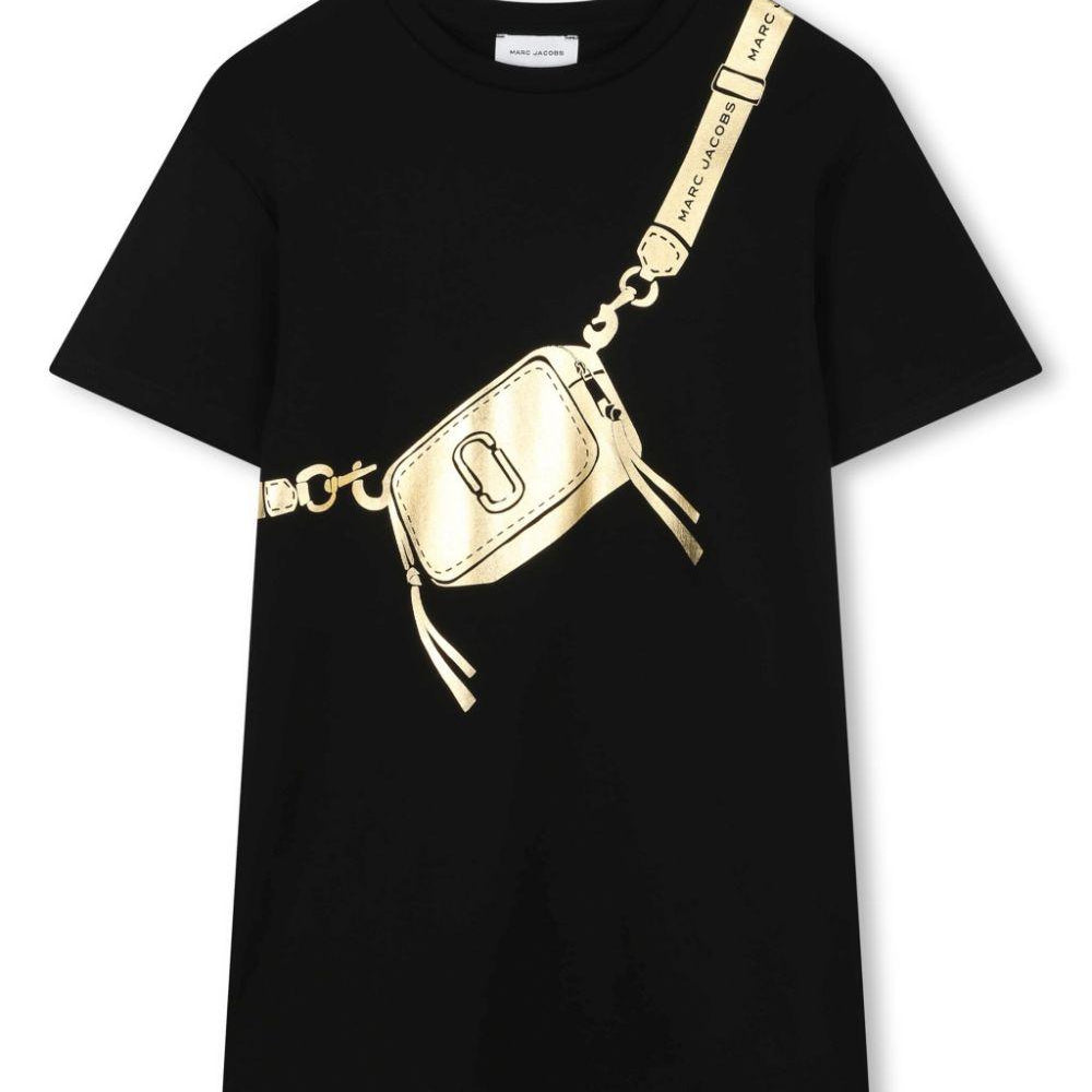 Abito modello T-shirt Snapshot per bambina Marc Jacobs Kids nero con girocollo W60530 09B THE MARC JACOBS KIDS