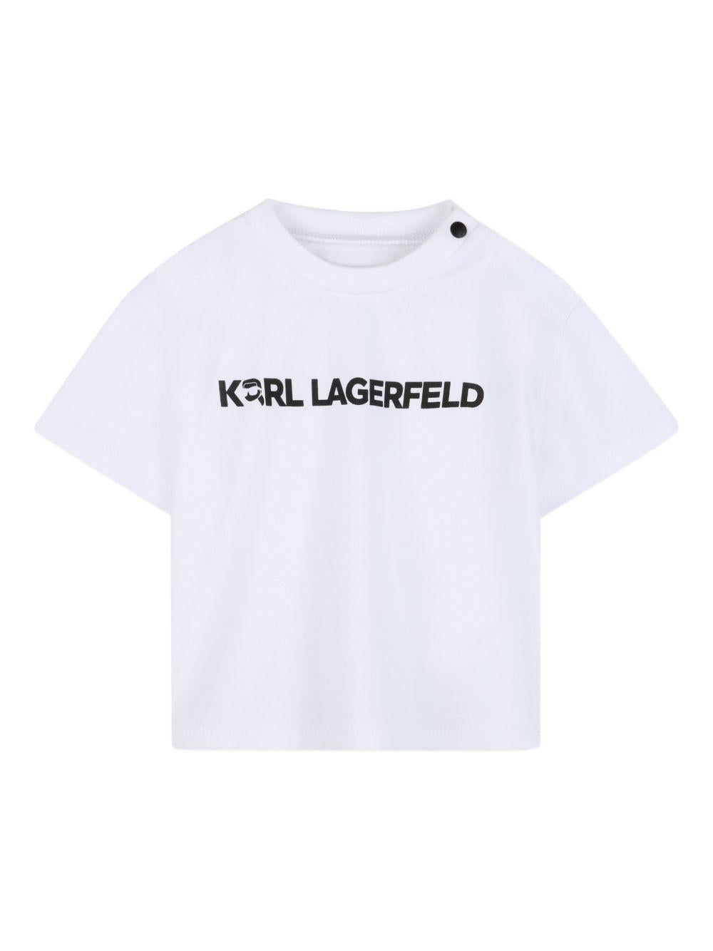 Set due pezzi per neonato Karl Lagerfiel Kids bianco con stampa logo sul davanti Z31067 10P KARL LAGERFELD KIDS