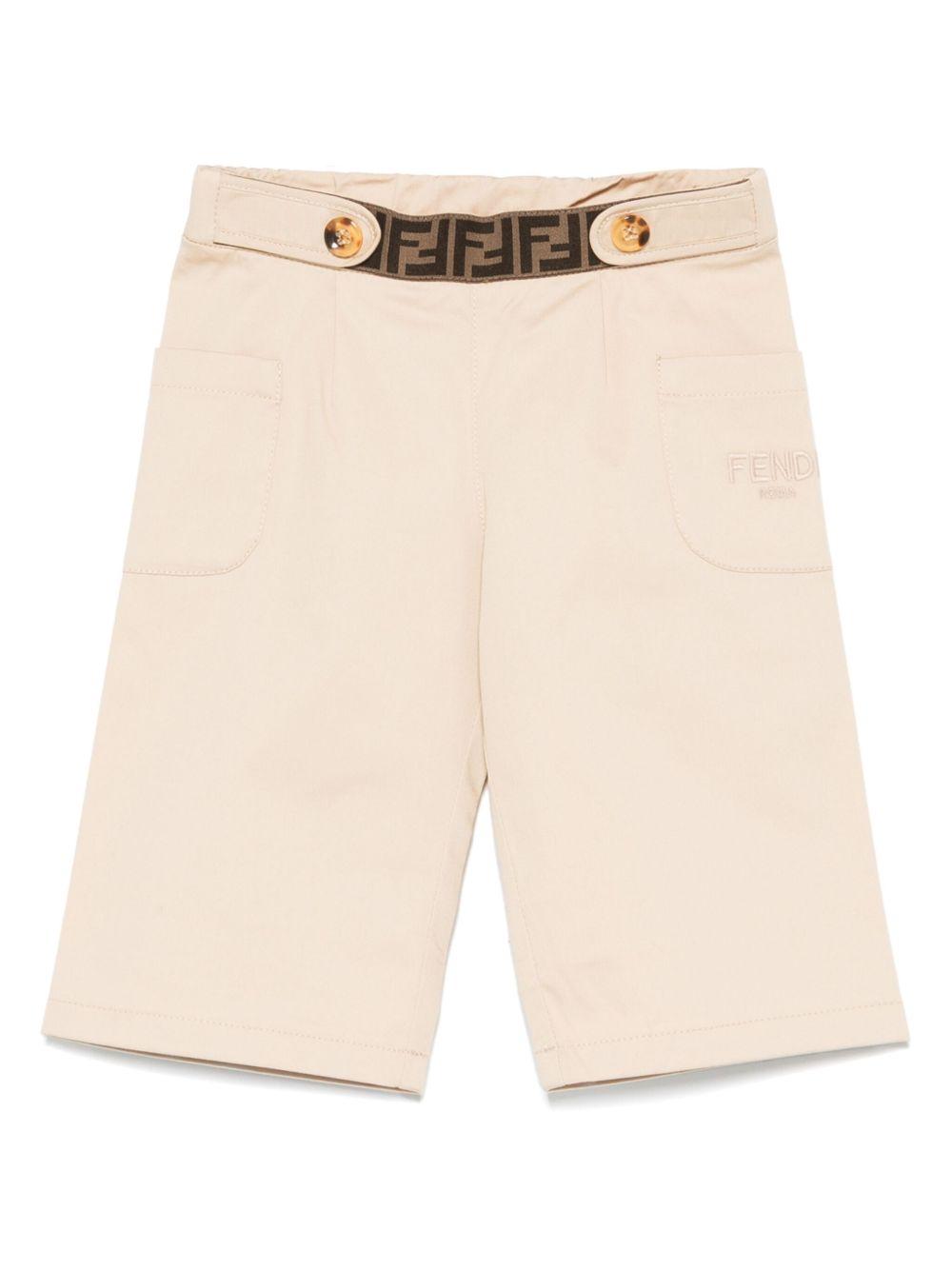 Pantalone baby in gabardina per neonato Fendi Kids beige con dettaglio elastico BFF164 ADEH F1P2P FENDI KIDS