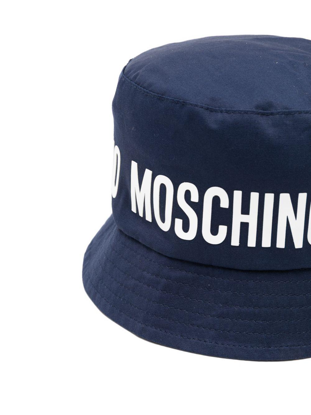 Cappello bucket per bambino Moschino Kids blu con stampa logo HUY003LOA00 40016 MOSCHINO KIDS