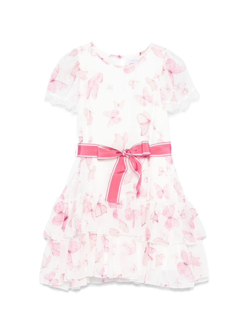 Abito per bambina Monnalisa rosa con stampa farfalla 71E908 5620 0190 MONNALISA