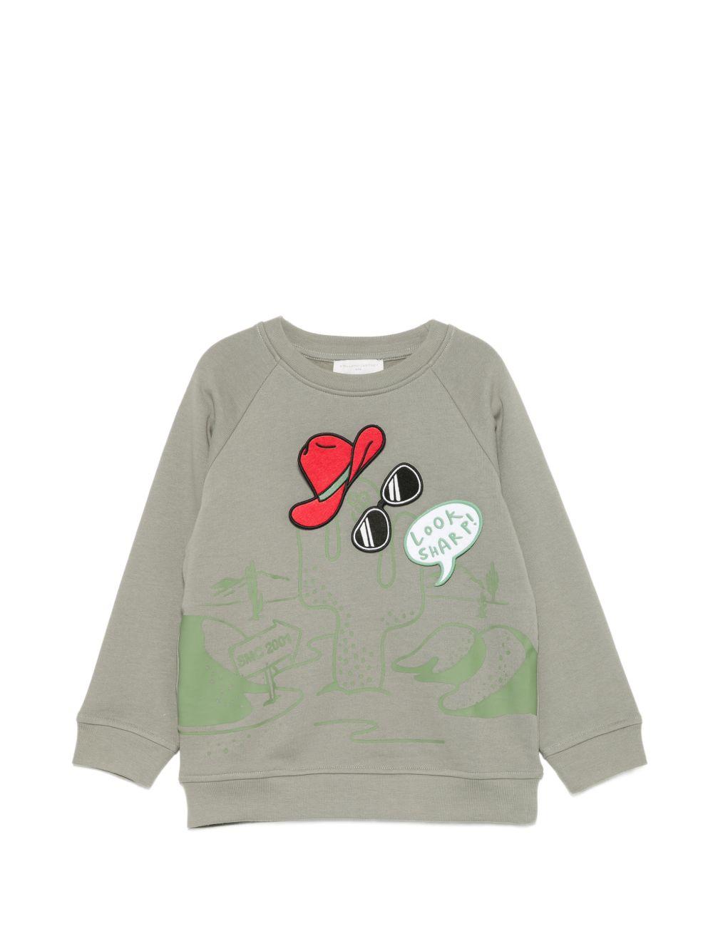 Felpa per bambino Stella McCartney Kids verde con stampa grafica TZ4P70 Z3059 774 STELLA McCARTNEY KIDS