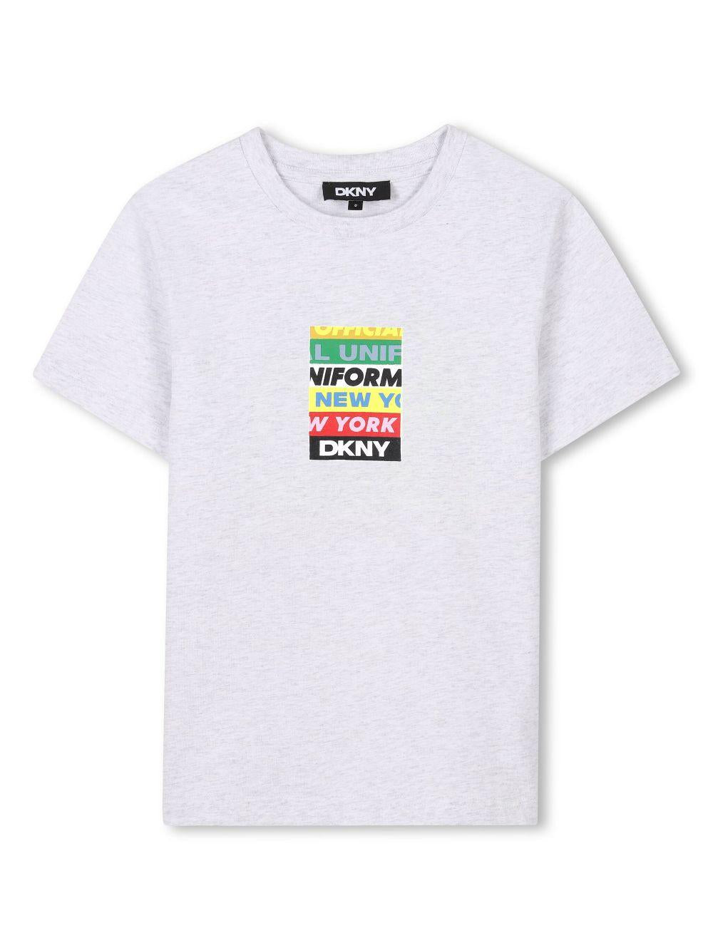 T-shirt per bambino Dkny Kids grigio con stampa con slogan D62302 A10 DKNY KIDS