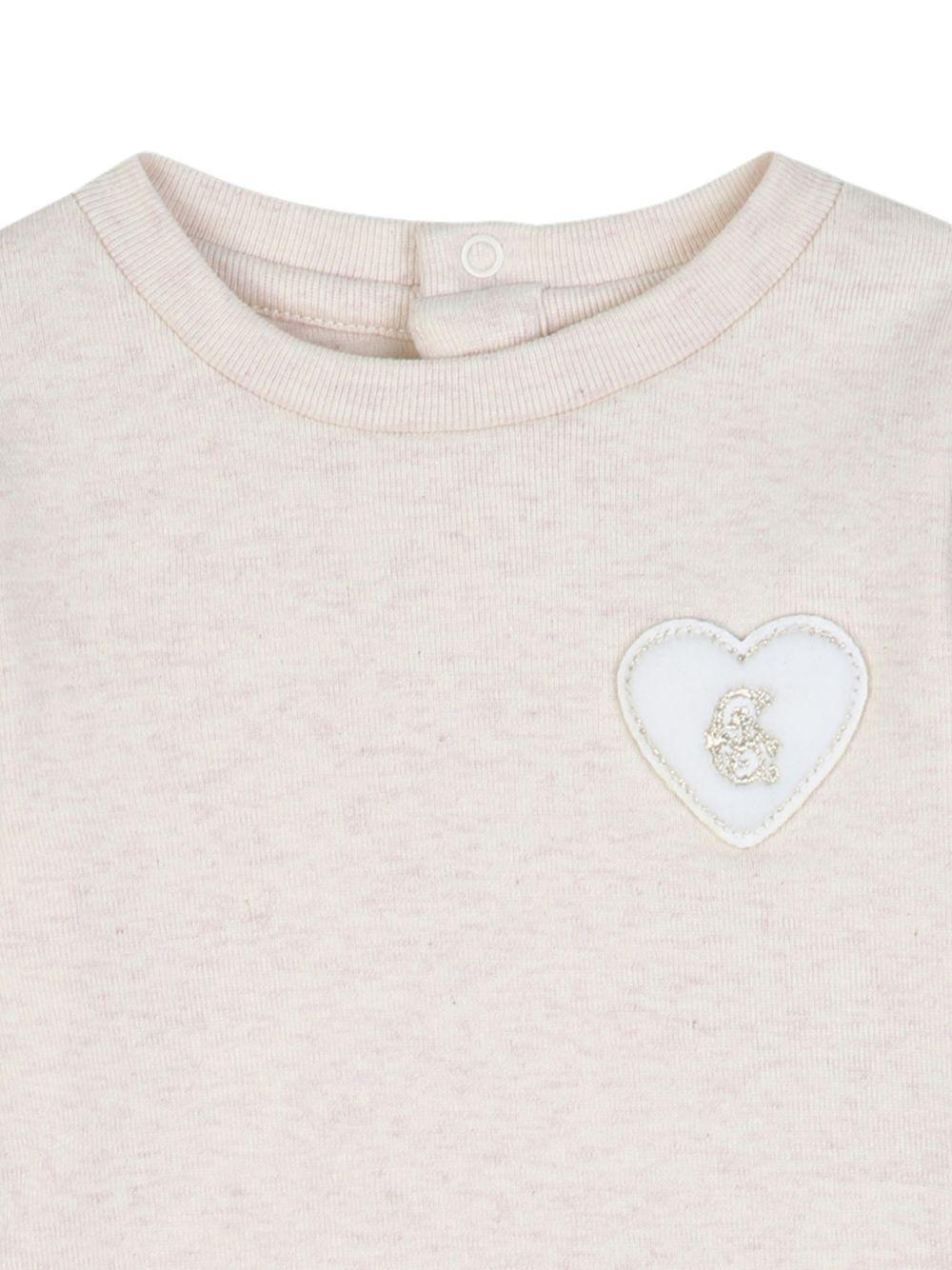 T-shirt per neonata Chloé Kids beige con applicazione a cuore sul petto C21363 B39 CHLOE' KIDS