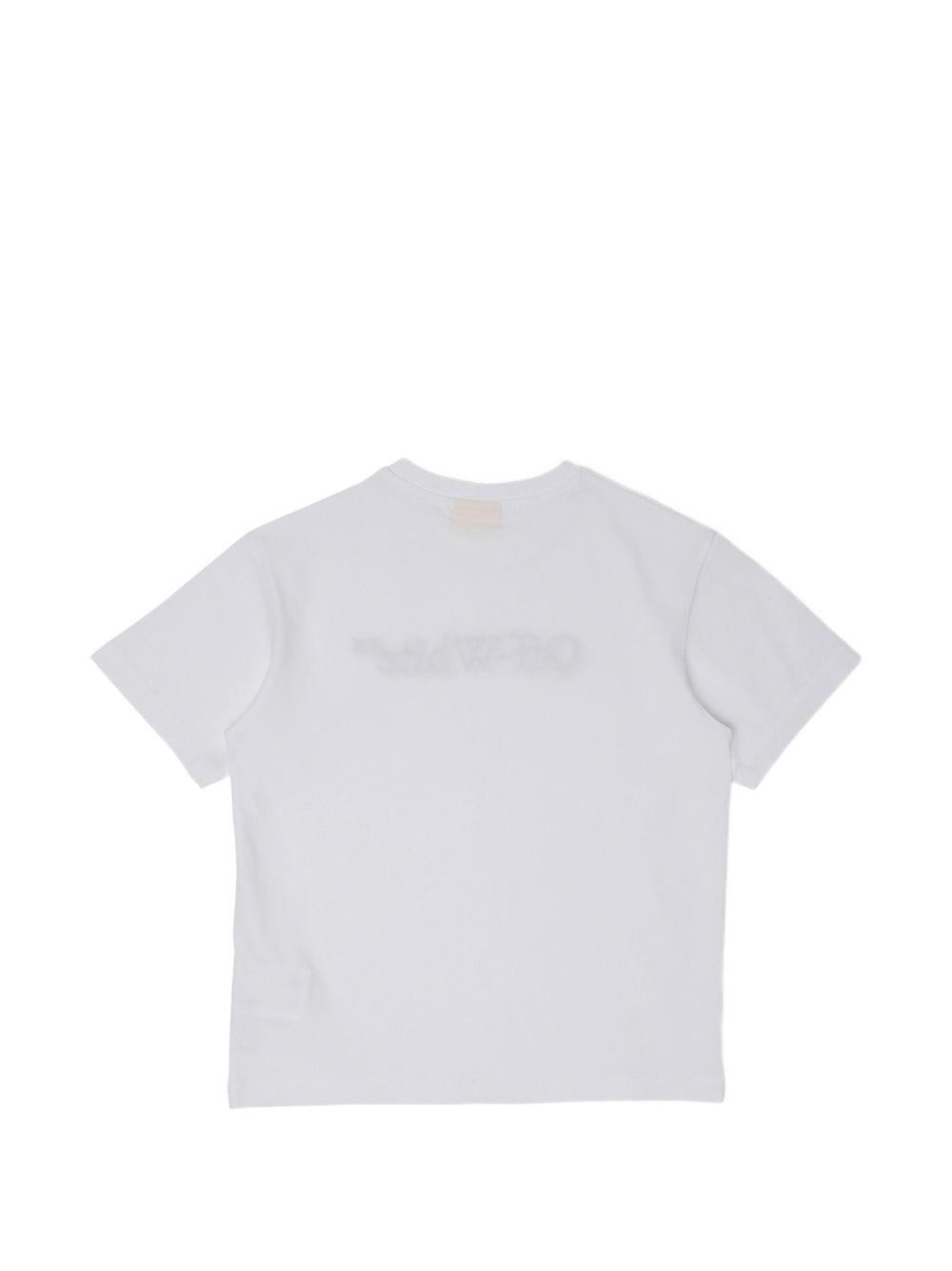 T-shirt per bambina Off-White Kids bianca con logo sul davanti 44GAA001S26J001 100 OFF WHITE KIDS