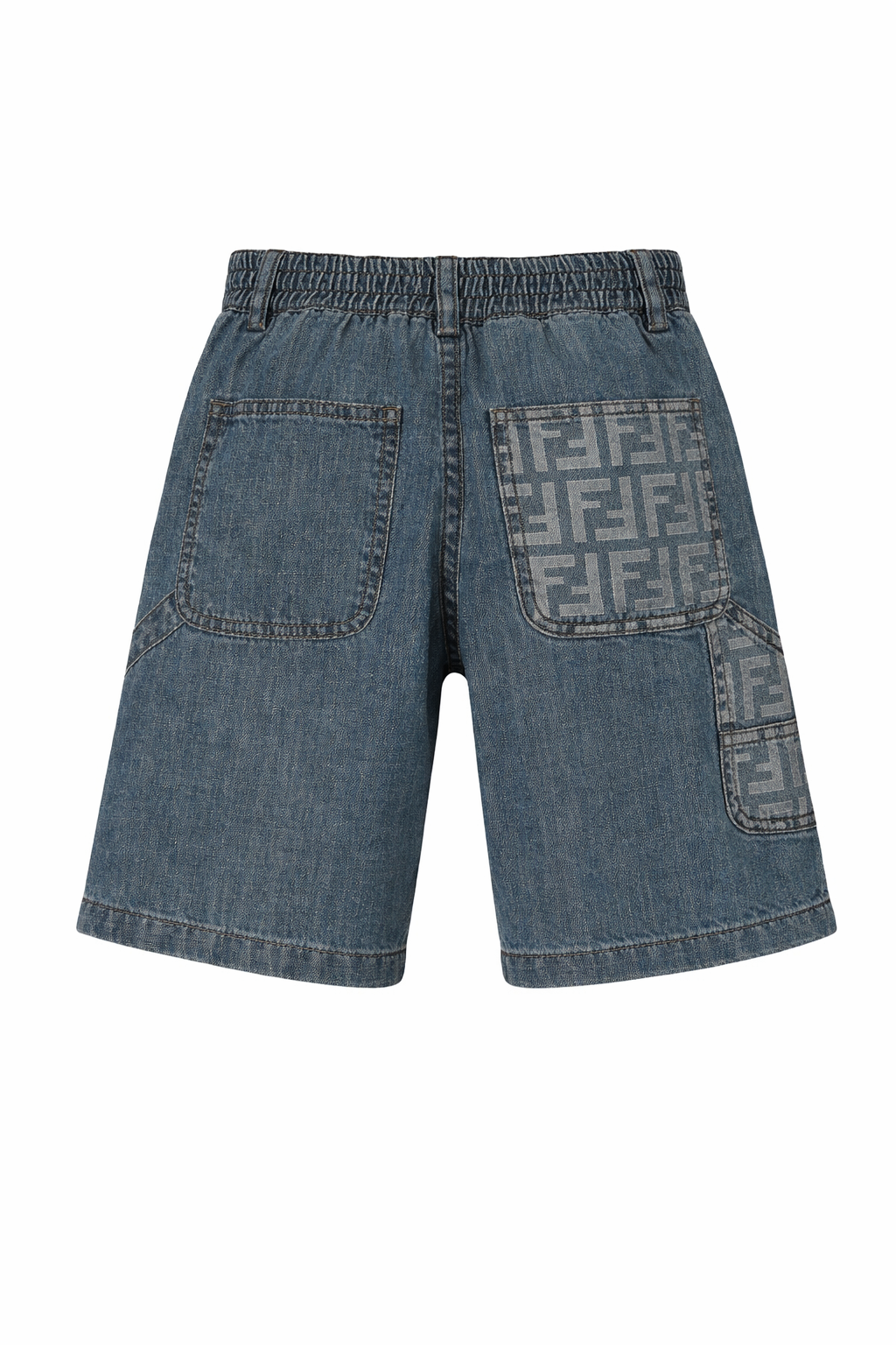 Shorts per bambino Fendi Kids denim con logo FF sul retro JMF584 AVWI F0QG0 FENDI KIDS