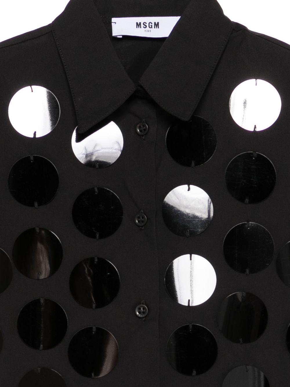 Camicia per bambina MSGM Kids nera con dettagli a pois S6MSJGSI097 110 MSGM KIDS