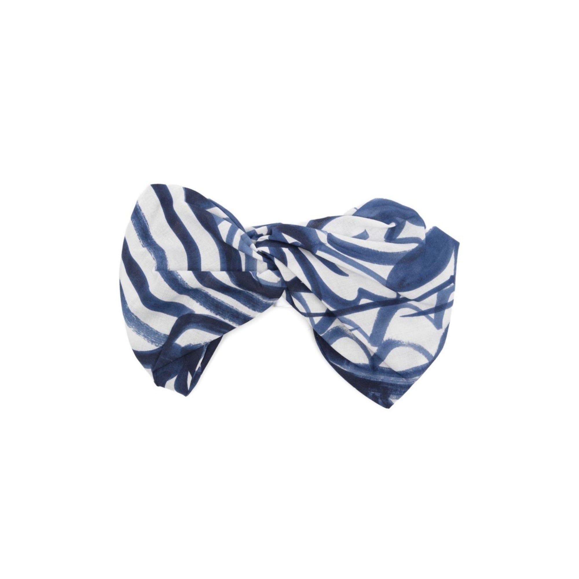 Fascia per capelli per neonata Il Gufo bianco e blu con dettaglio ad incrocio P26GPH0016C4154 475 IL GUFO