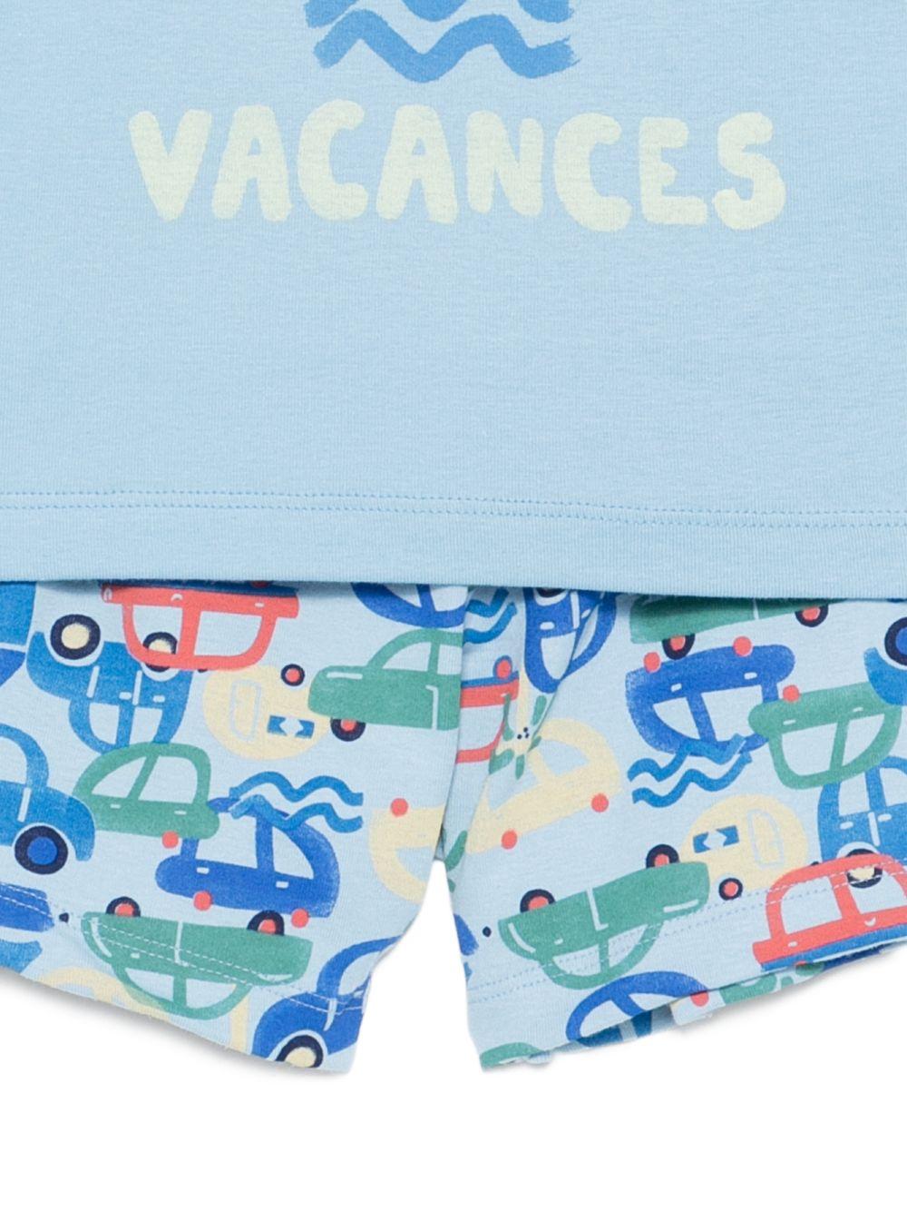 Pigiama per bambino Petit Bateau azzurro con stampa grafica sul davanti A0FDD 01 PETIT BATEAU