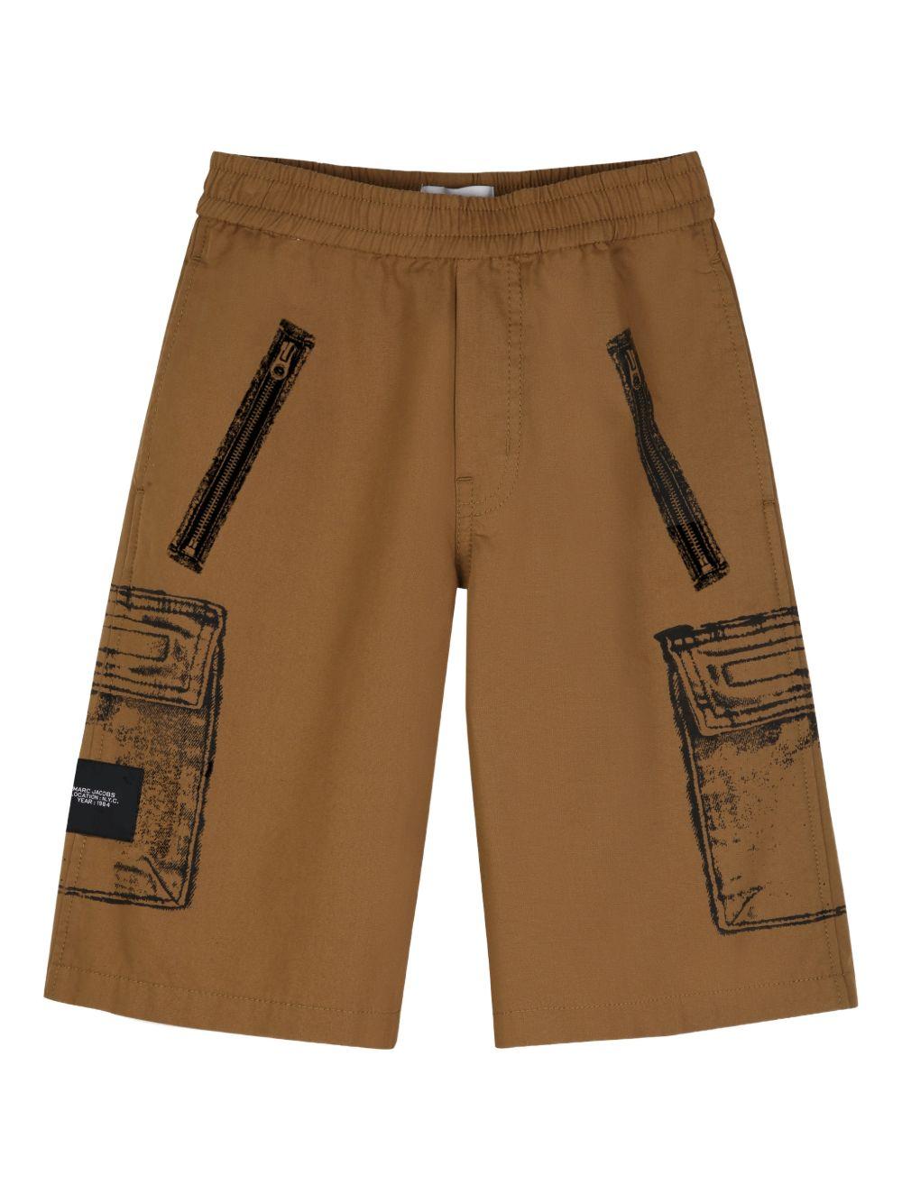 Shorts per bambino the Marc Jacobs Kids marrone con stampa trompe-l'oeil W60784 300 THE MARC JACOBS KIDS