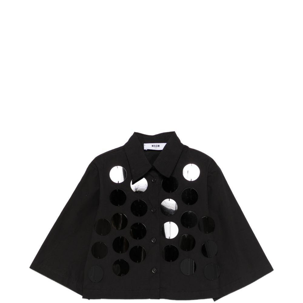 Camicia per bambina MSGM Kids nera con dettagli a pois S6MSJGSI097 110 MSGM KIDS